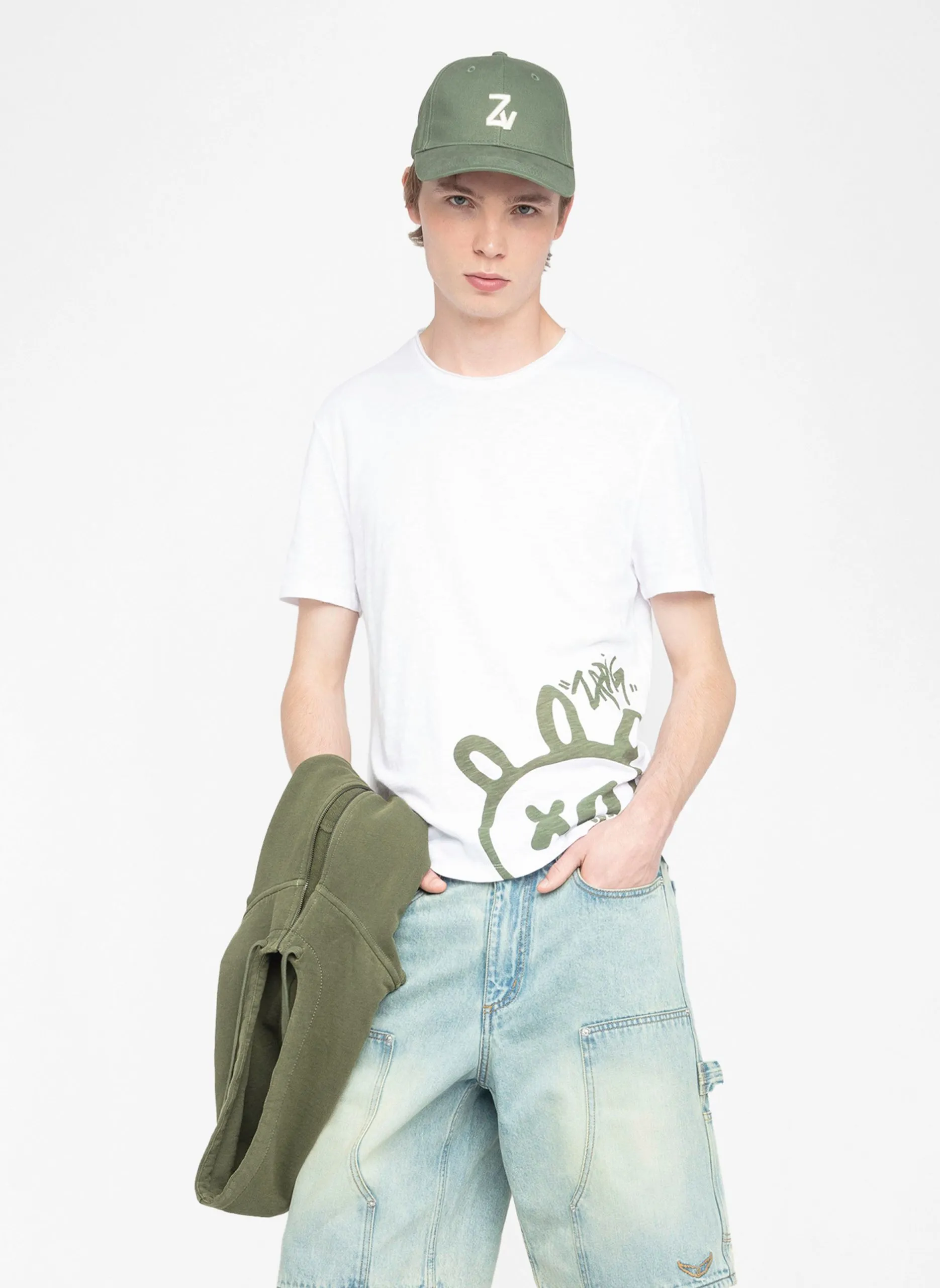 Baumwoll-Pullover mit Rundhalsausschnitt Weiss STOCKLY