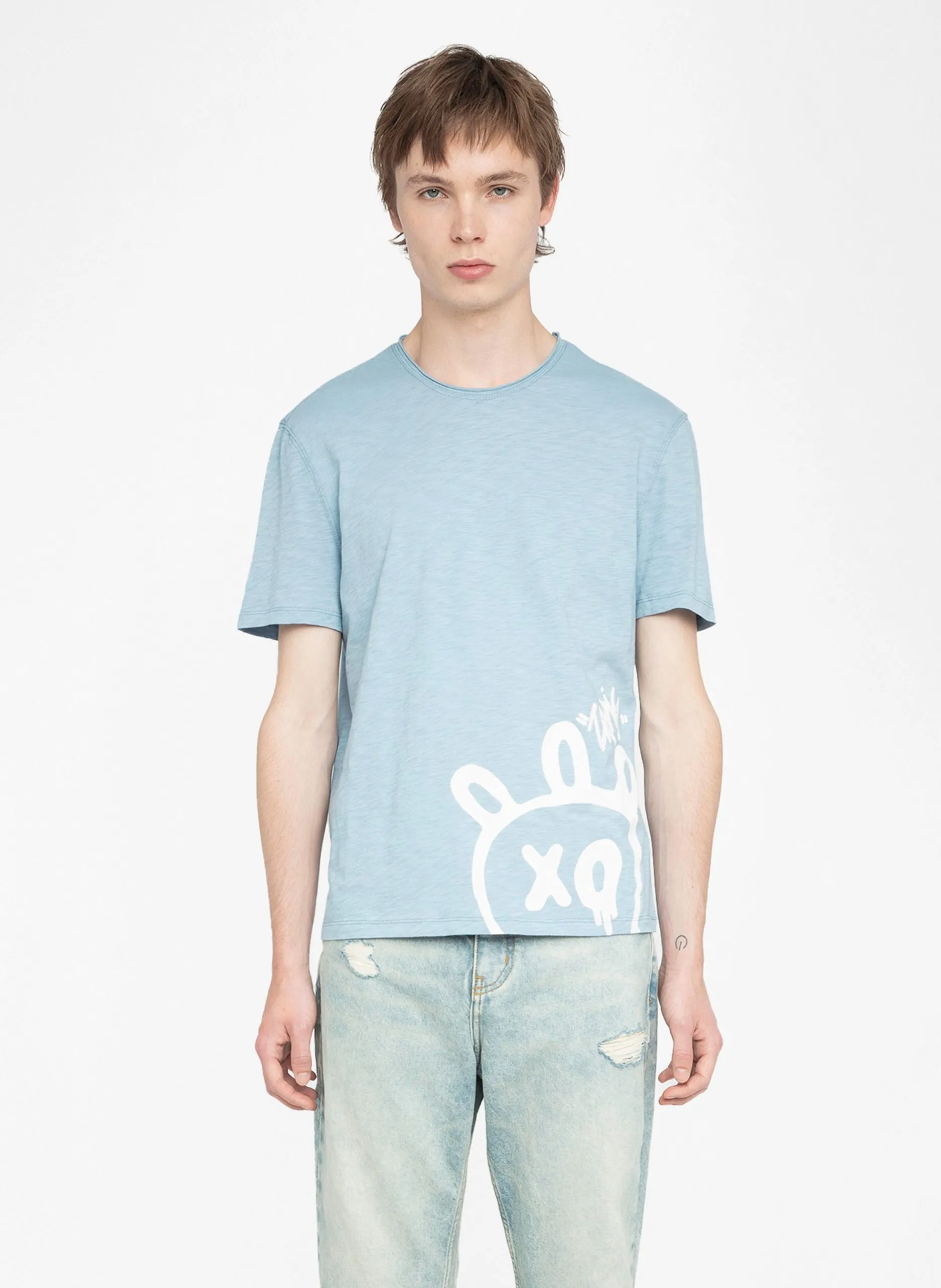 Baumwoll-Pullover mit Rundhalsausschnitt Blau STOCKLY