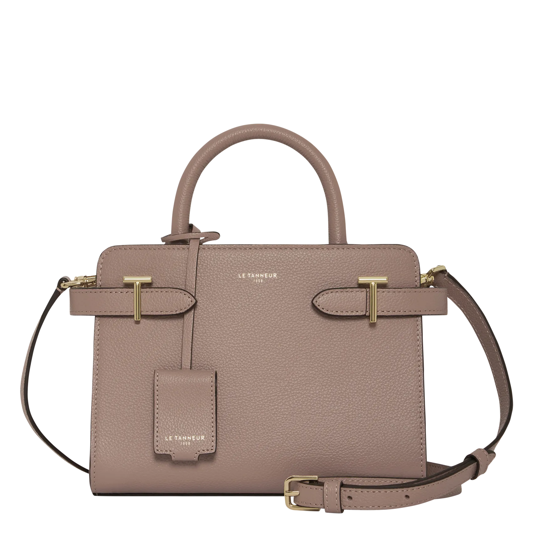 Einfarbige Handtasche aus Leder Grau EMILIE