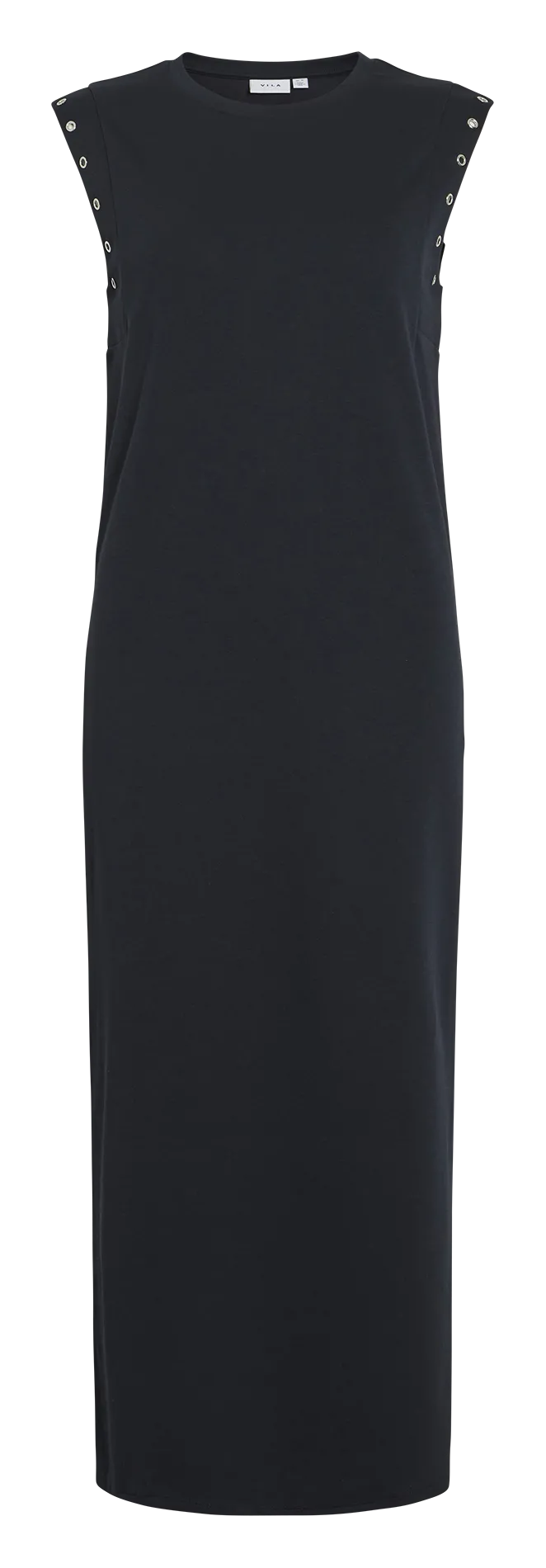 Langes Kleid aus recycelten Mischfasern Schwarz EYELETTI