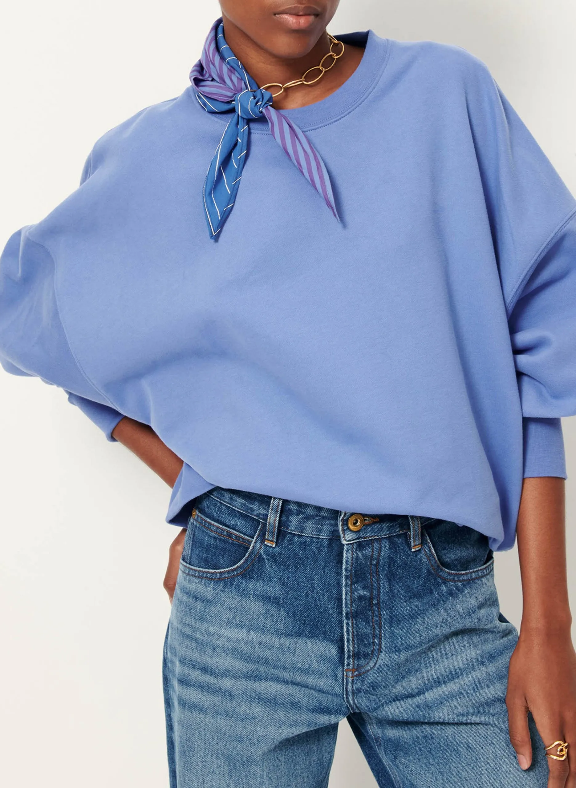 Kurzer Oversize-Sweatshirt aus Baumwolle Blau ISI