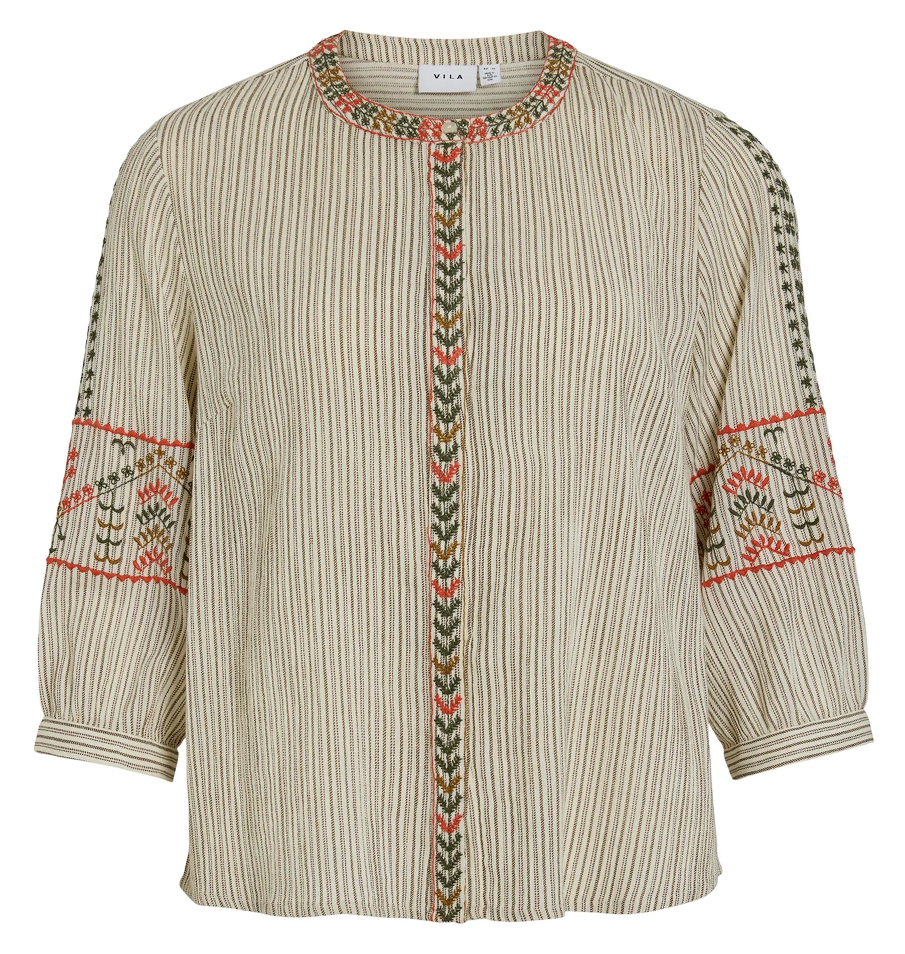 Gerade geschnittene Baumwollbluse mit Streifen Beige DARY