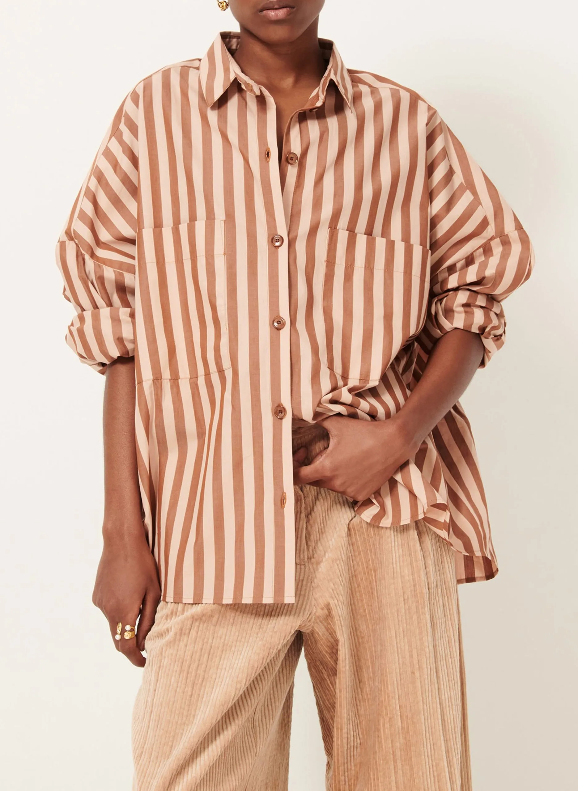 Baumwoll-Bluse Braun FONTANIA