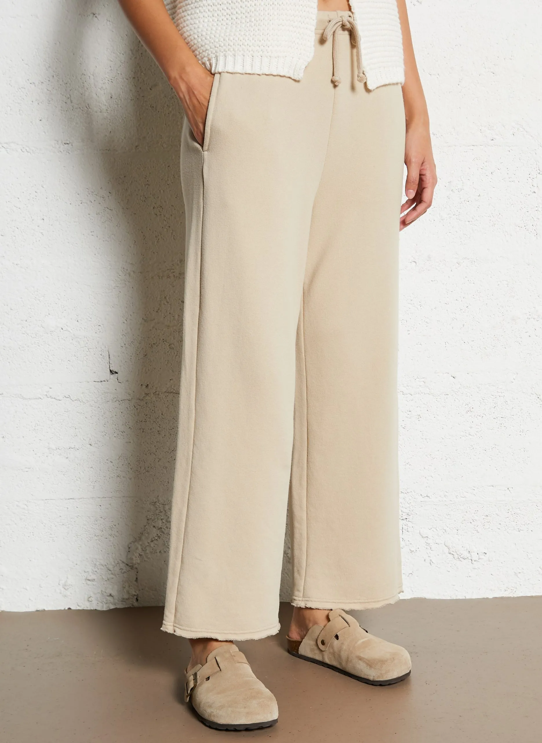 Gerade geschnittene Jogginghose aus Baumwoll-Mix Beige ATUBAY