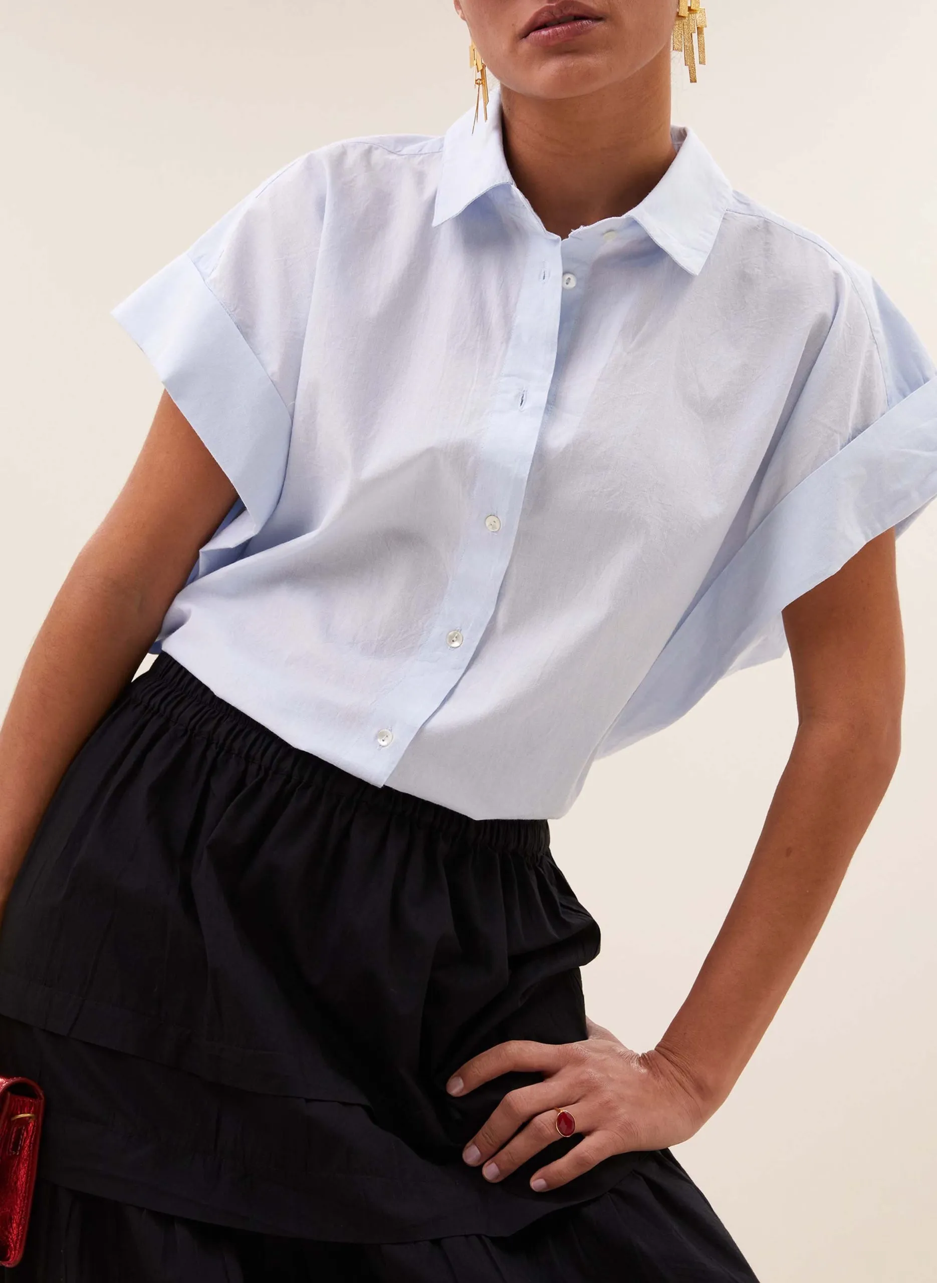 Baumwoll-Bluse Blau PIXIE