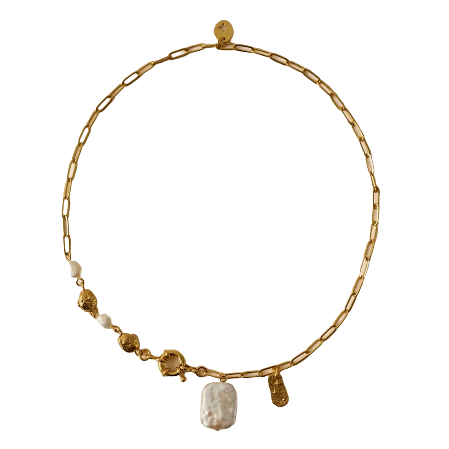 Halskette aus recyceltem Messinggemisch Golden CHOYA PEARL R