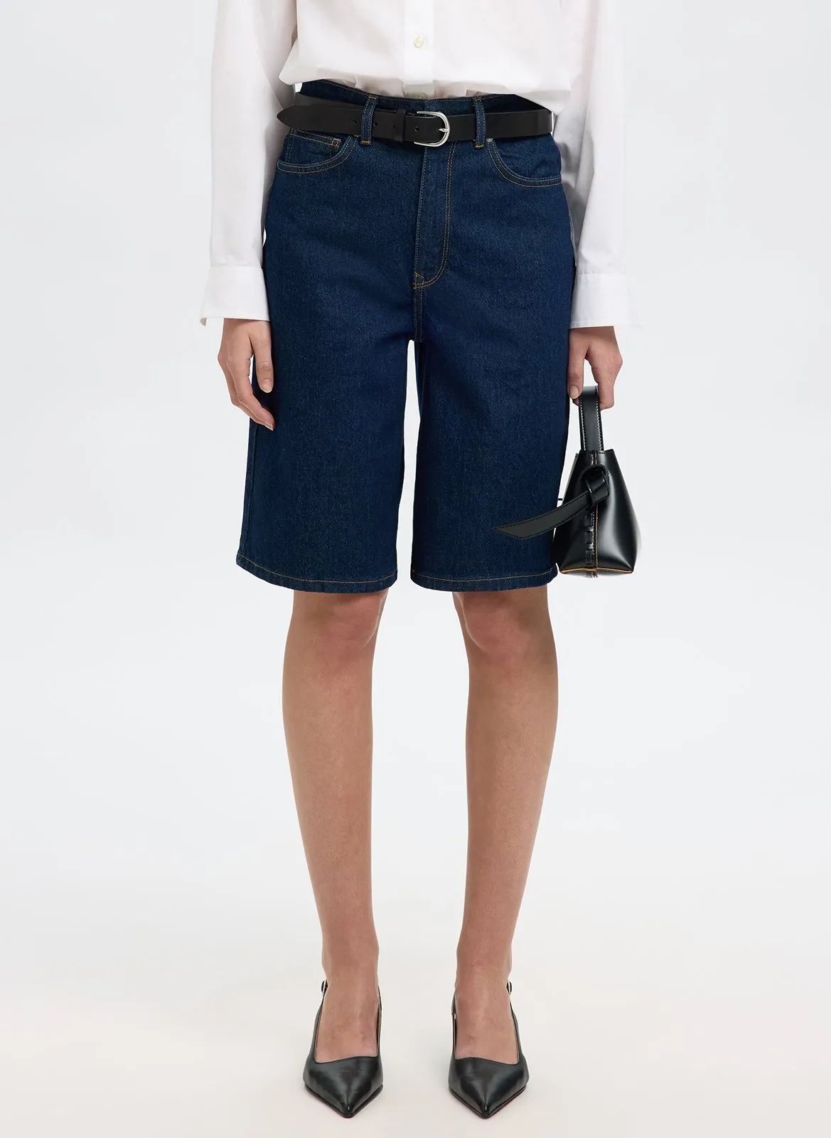 Gerade geschnittene Jeans-Bermudas Blau VIDA-KORI