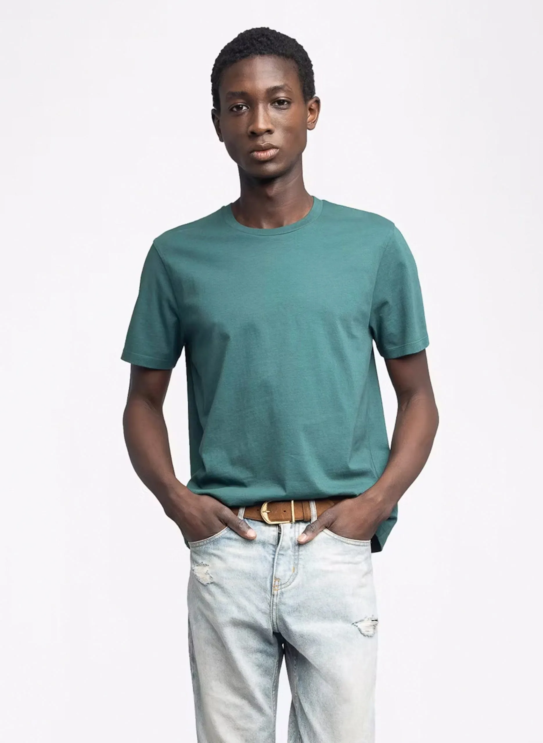 Baumwoll-Pullover mit Rundhalsausschnitt Grun TOMMY