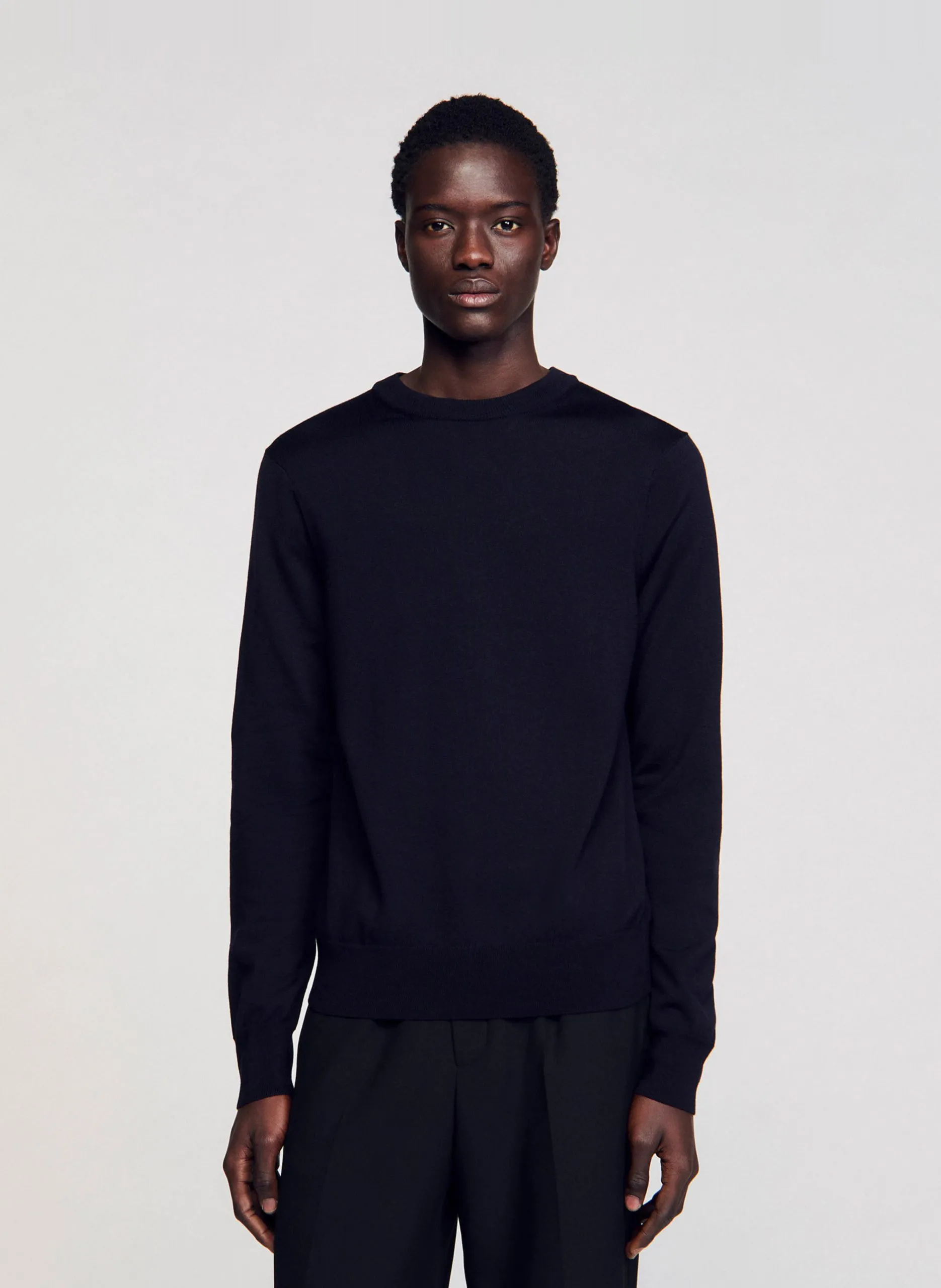 Rundhalspullover aus Wolle Blau