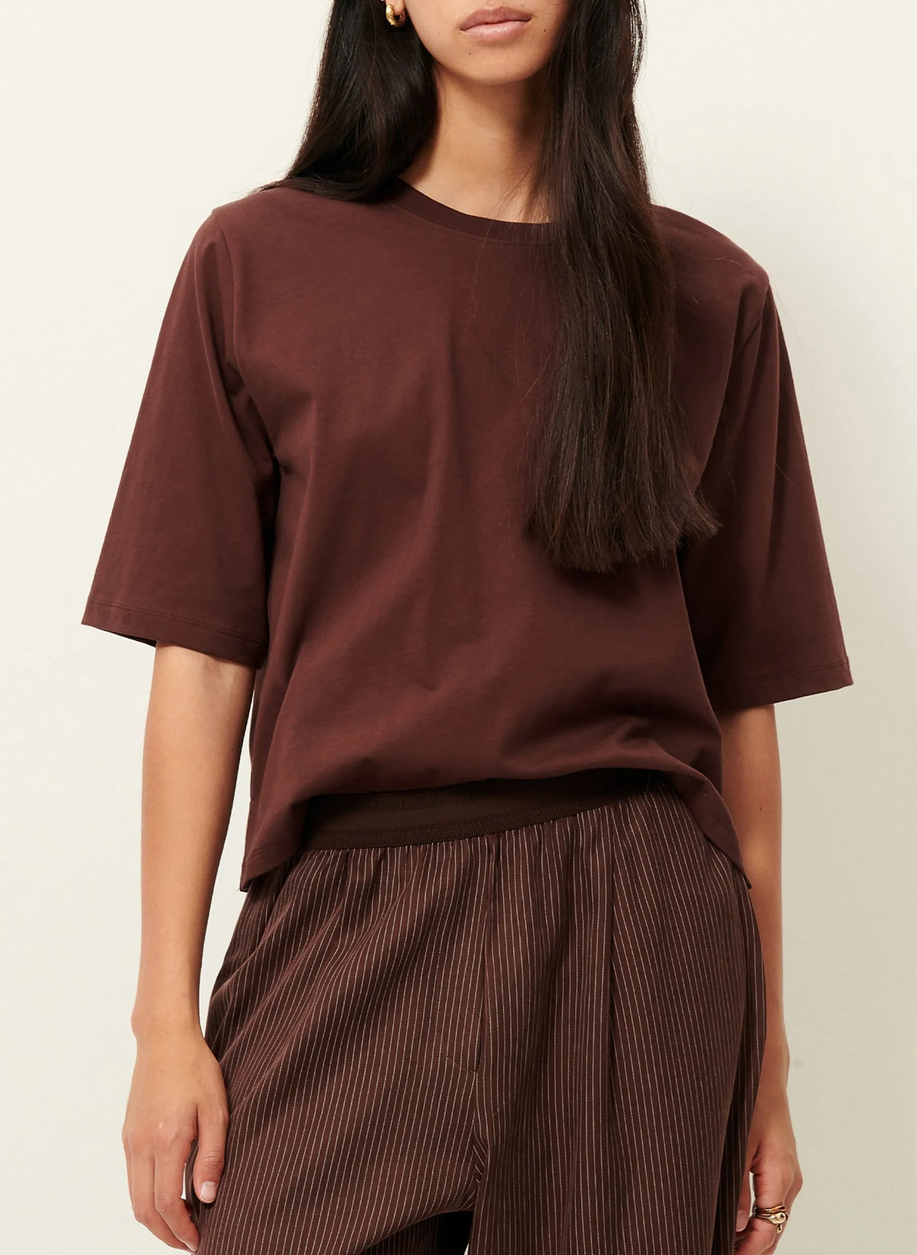 Weites Baumwoll-T-Shirt mit Rundhalsausschnitt Braun SERGE