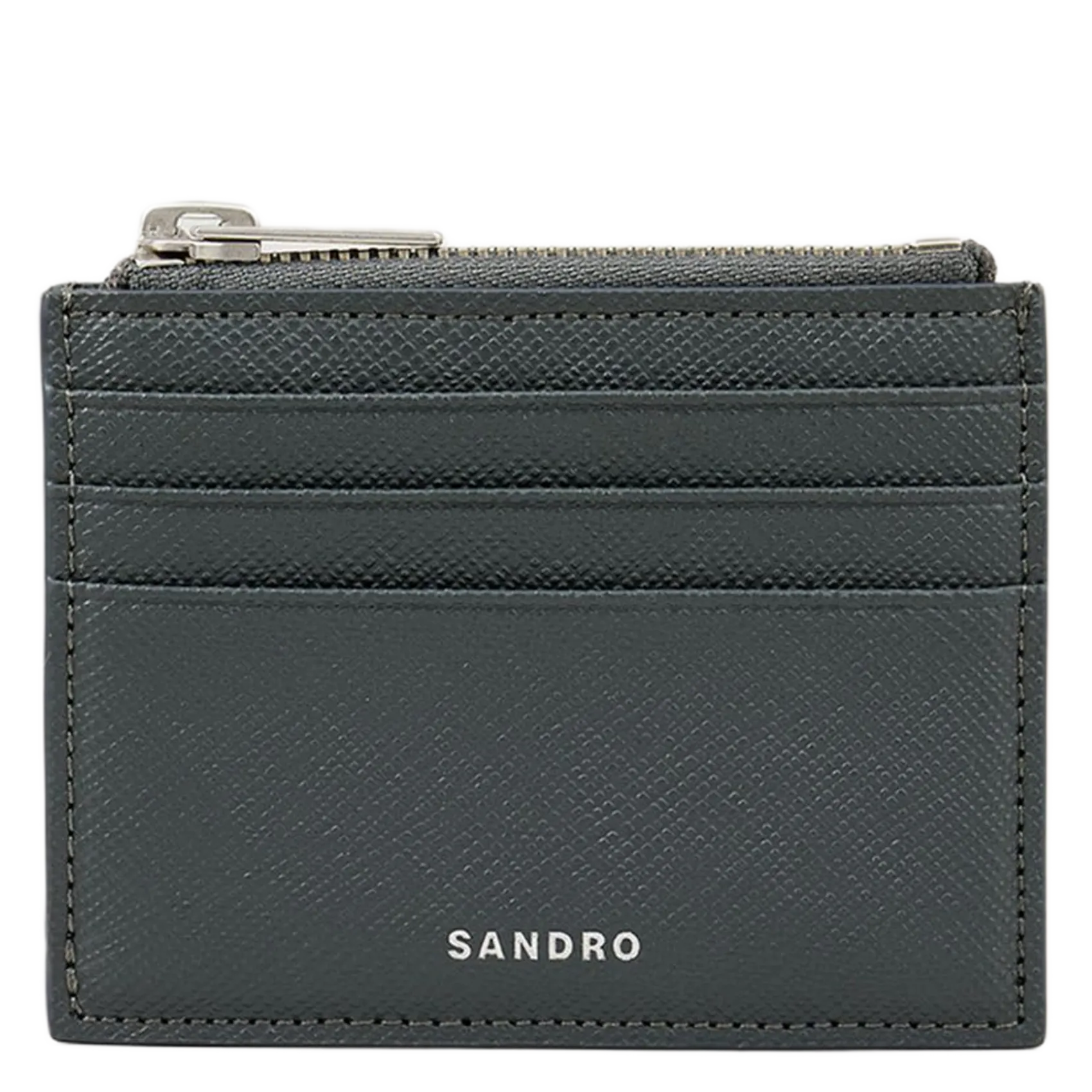 8198280-1 - 100 % Leder, - 6 Kartenschlitze, - 1 zentrale Tasche, - Maße: B10 x H7 cm. Grau
