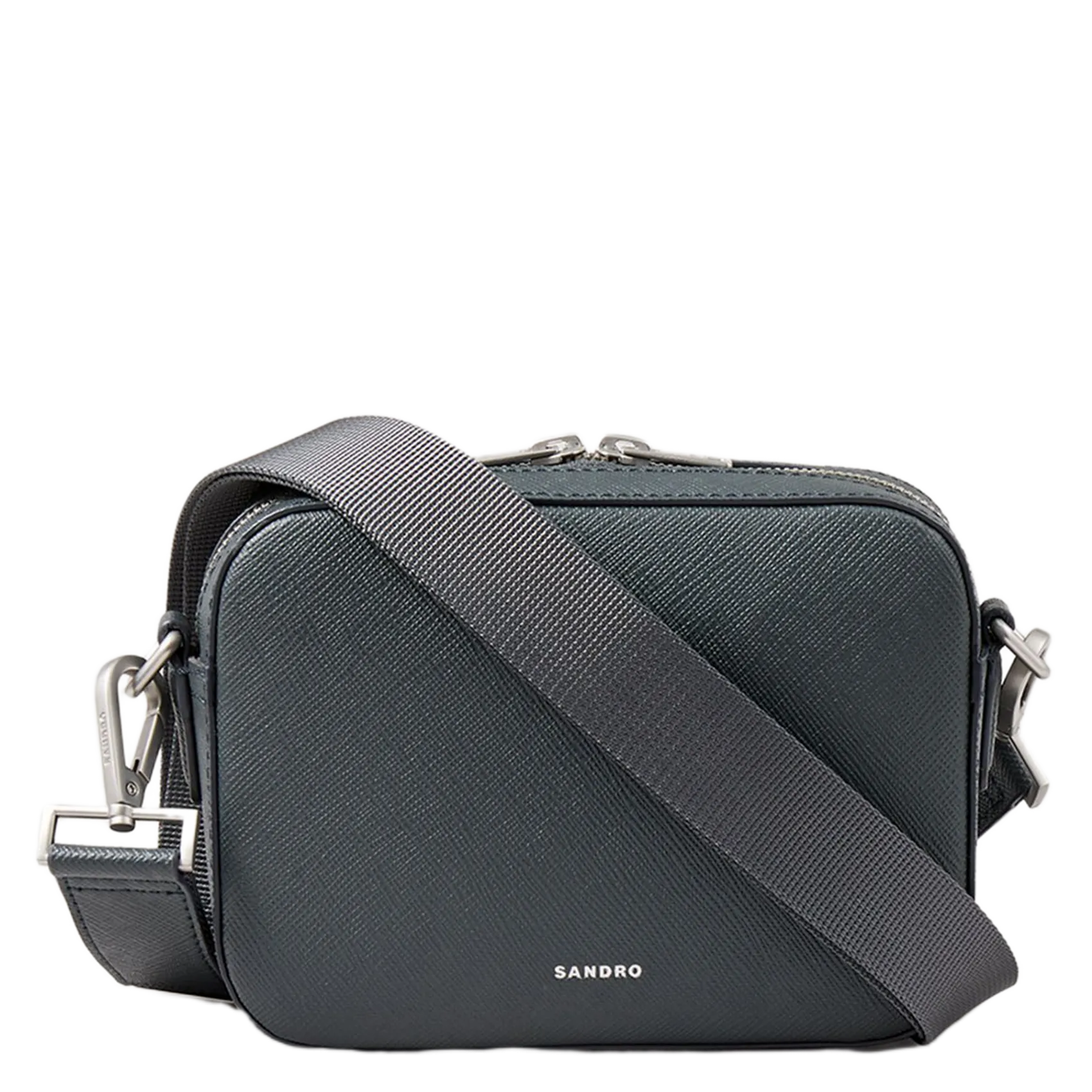 Umhängetasche aus recyceltem Leder Grau MINIBAG HOOK