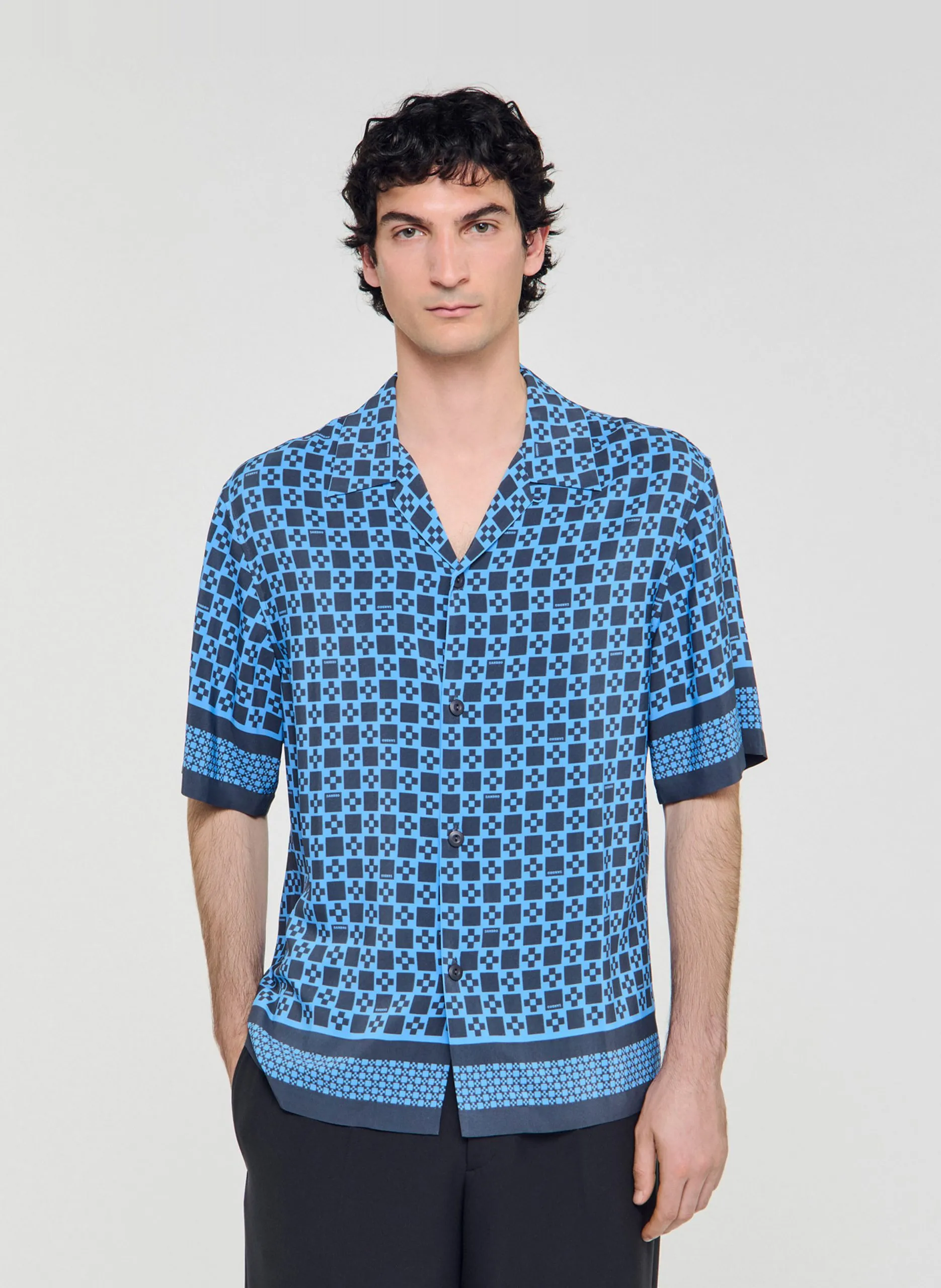 Bedruckte Bluse Blau