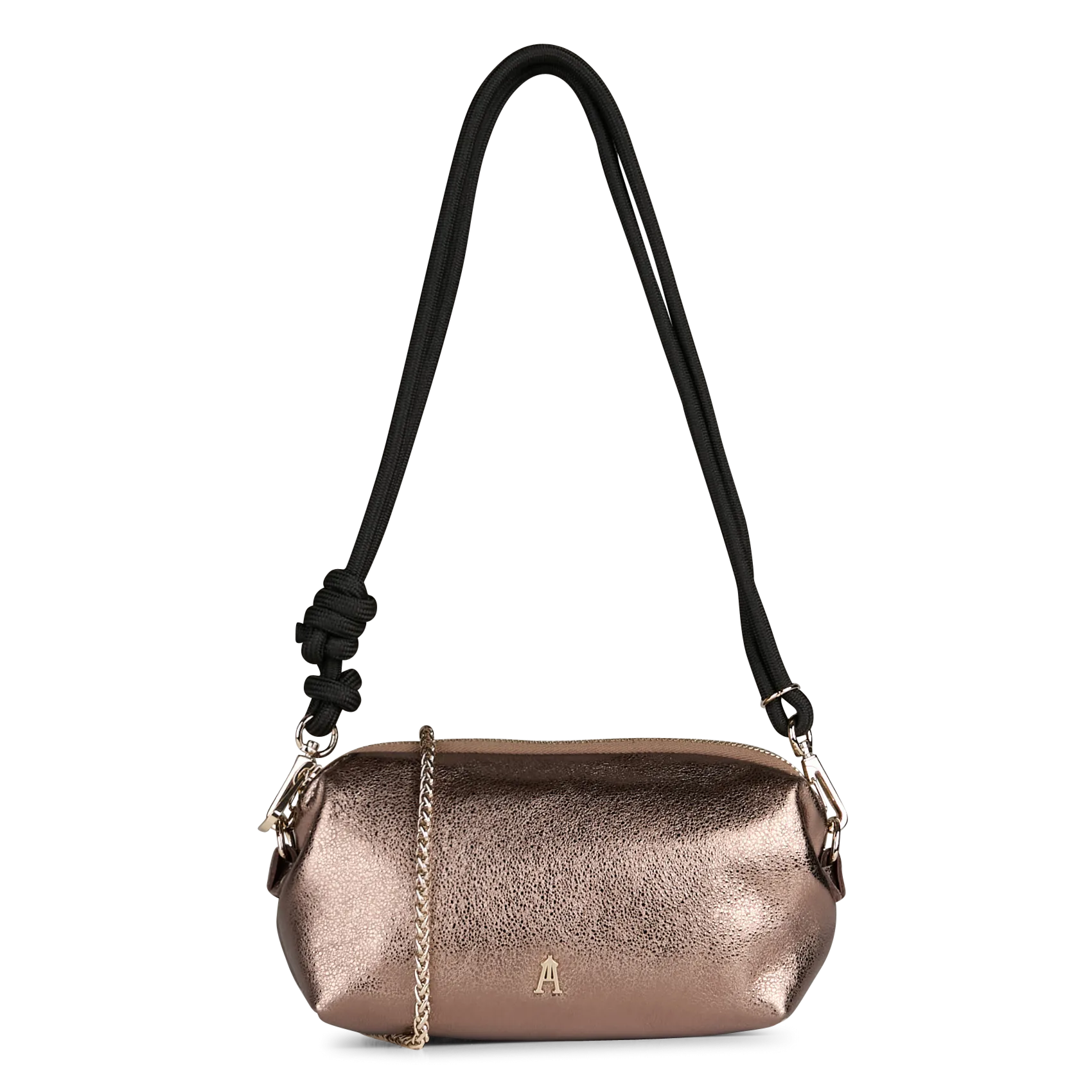 Geschnürte Beuteltasche aus strukturiertem Leder Golden NUAGE