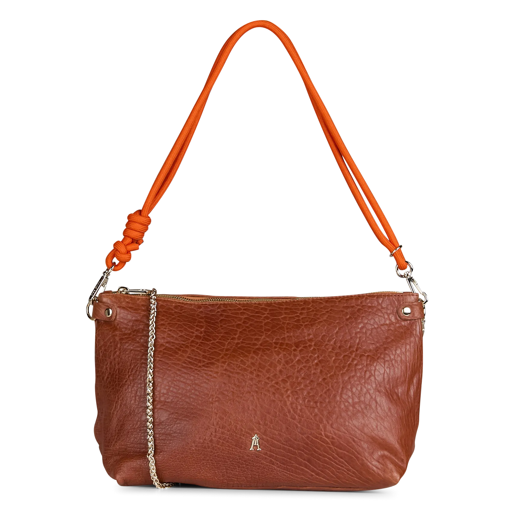 Schultertasche aus Lammleder Braun Mallow