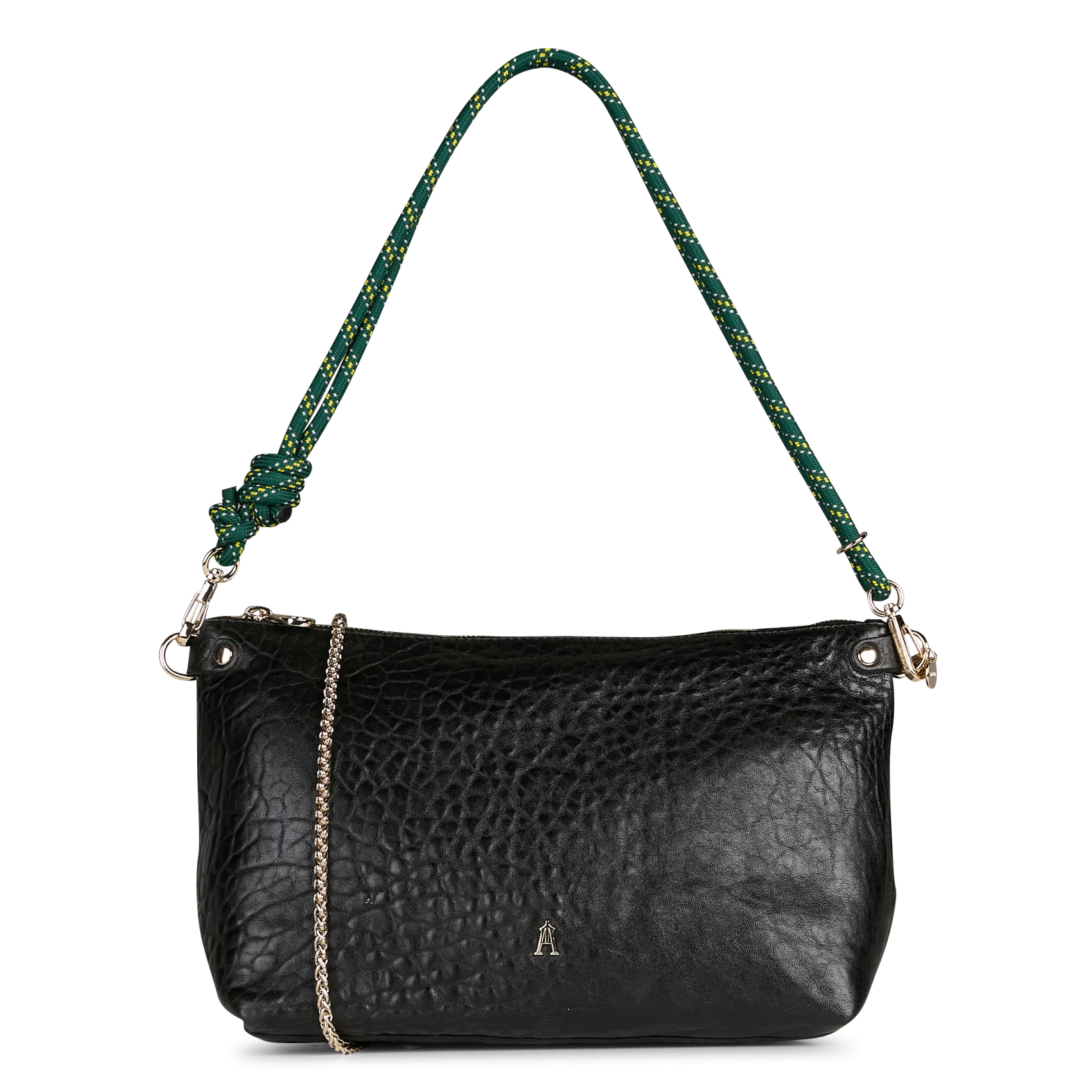 Schultertasche aus Lammleder Schwarz Mallow