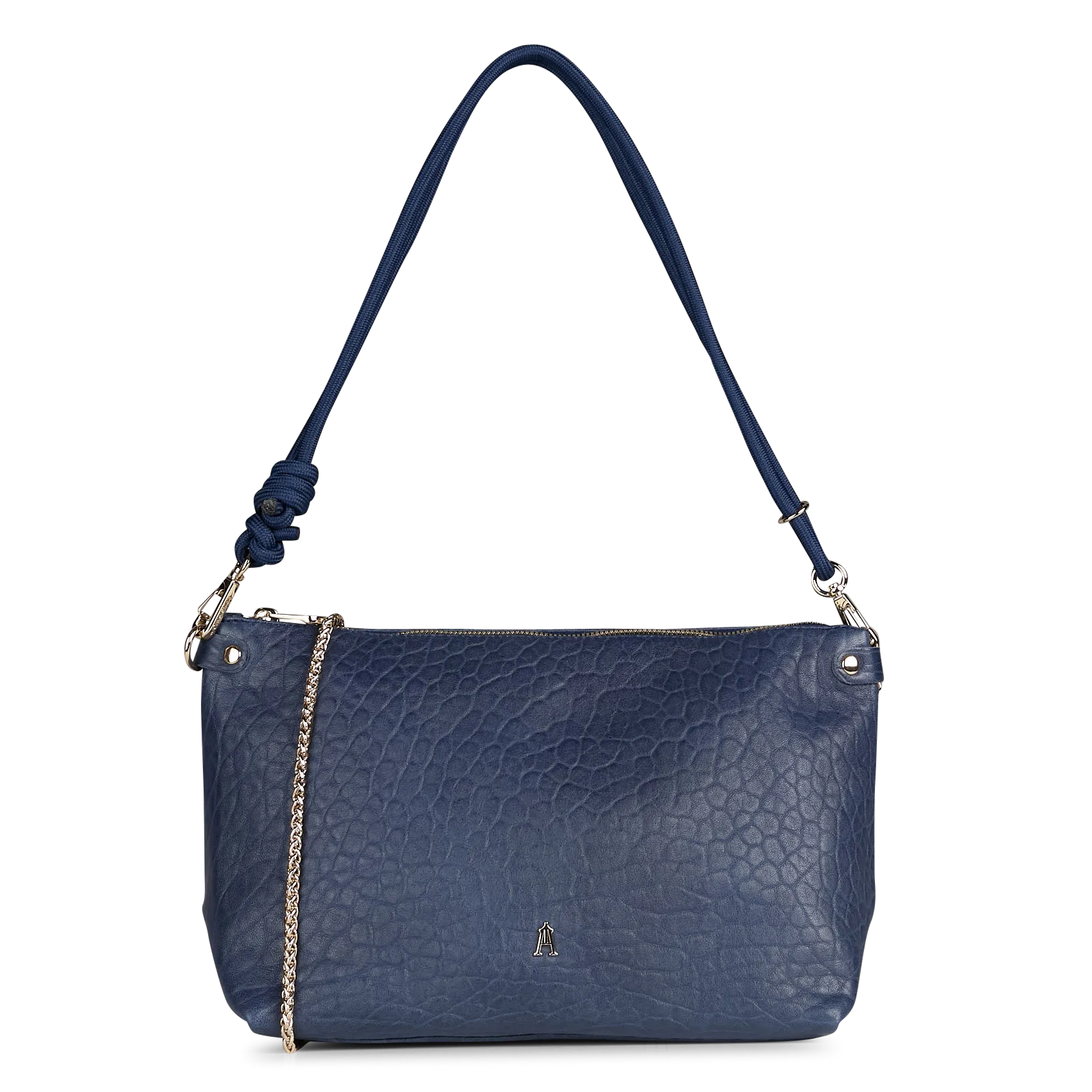 Schultertasche aus Lammleder Blau Mallow