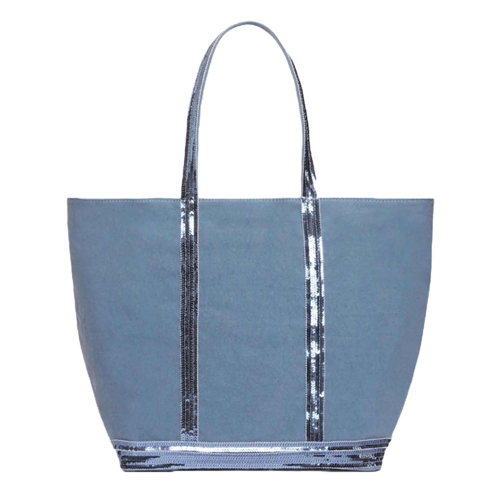 Shopper aus Baumwoll-Canvas mit Pailletten Blau CABAS L