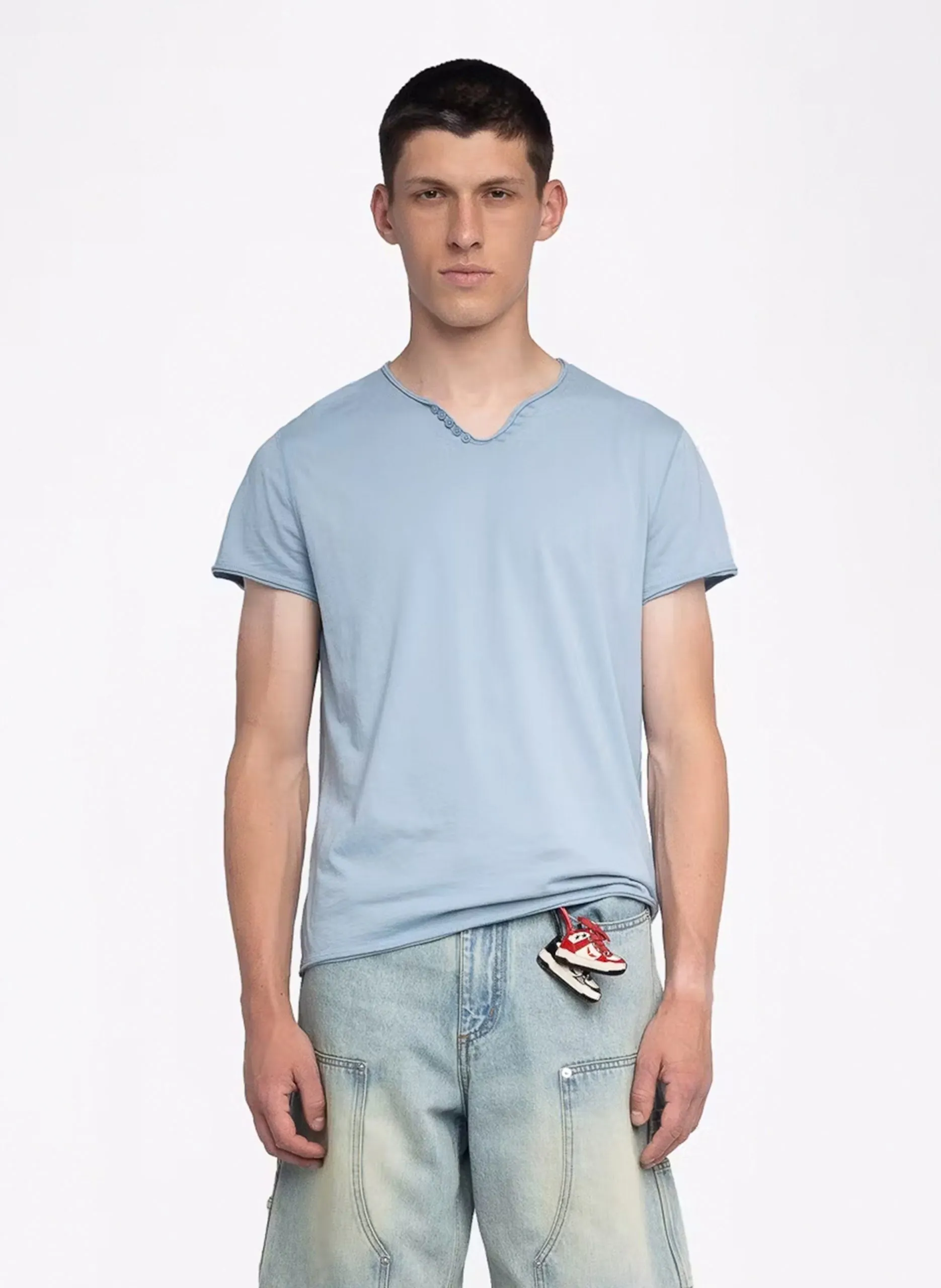 Gerade geschnittenes T-Shirt aus Baumwolle Blau MONASTIR