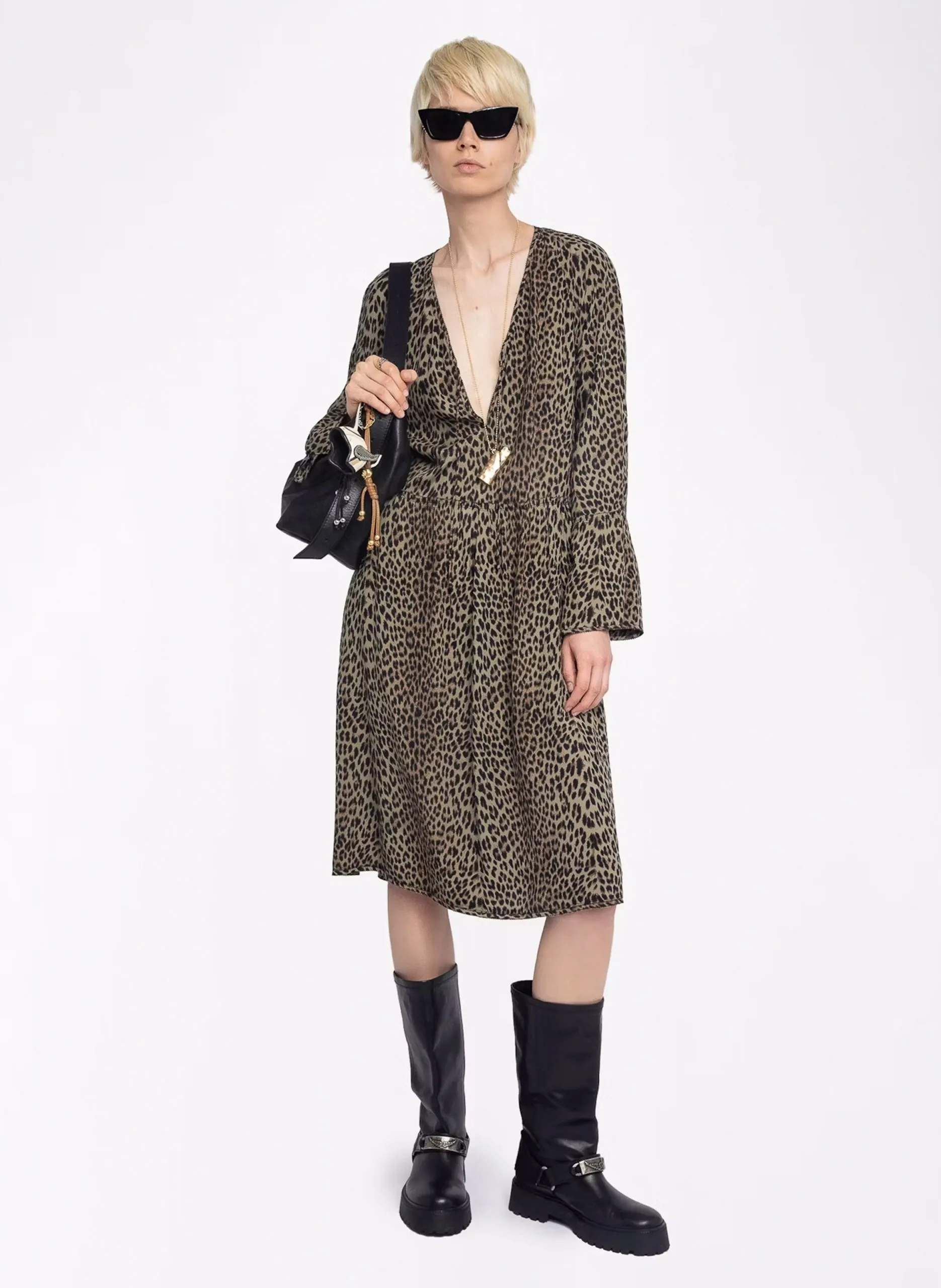 Bedrucktes Maxikleid aus 100% Viskose Grun RINAS