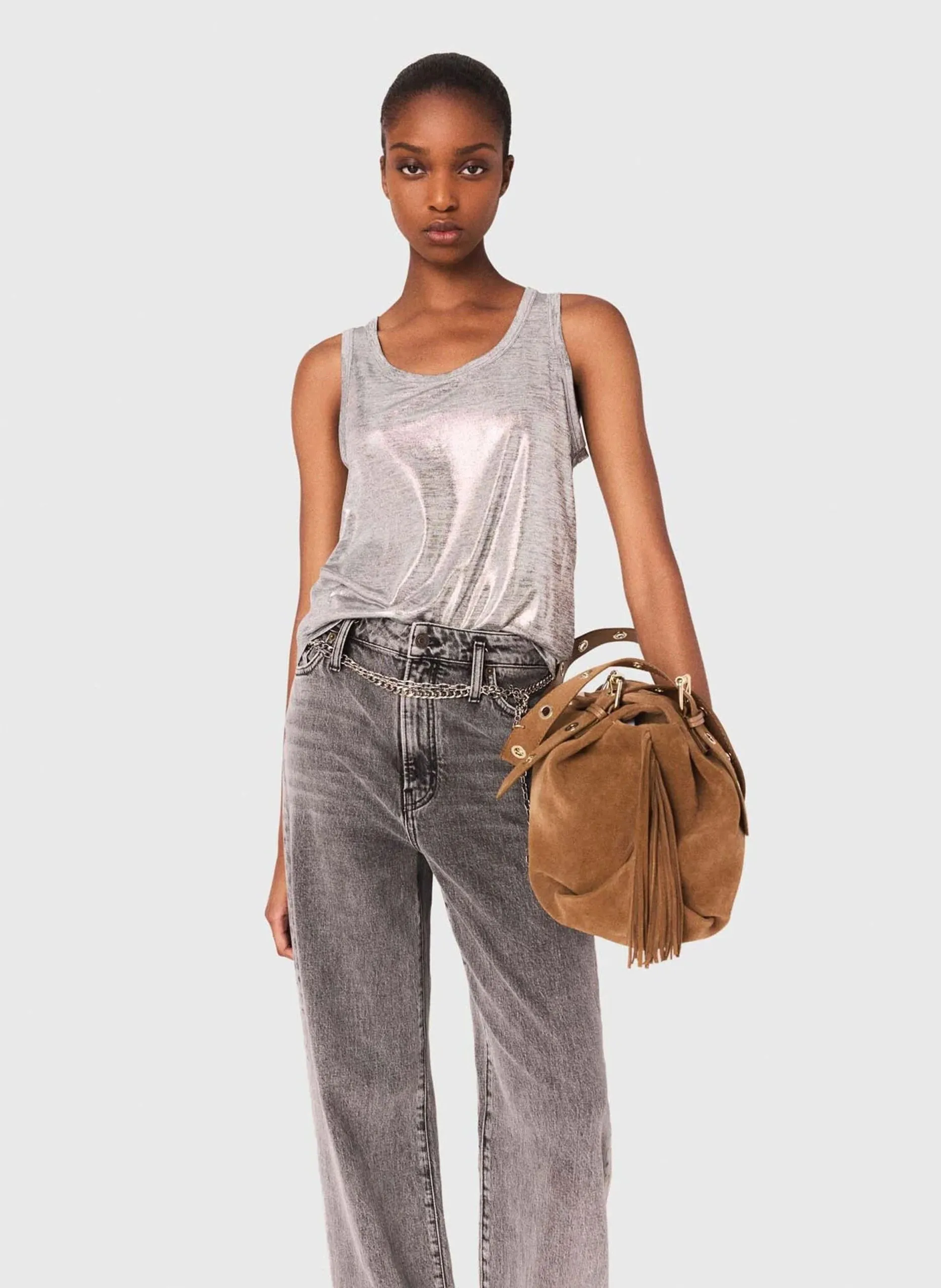 Gerader Glitzerstricktop Silber