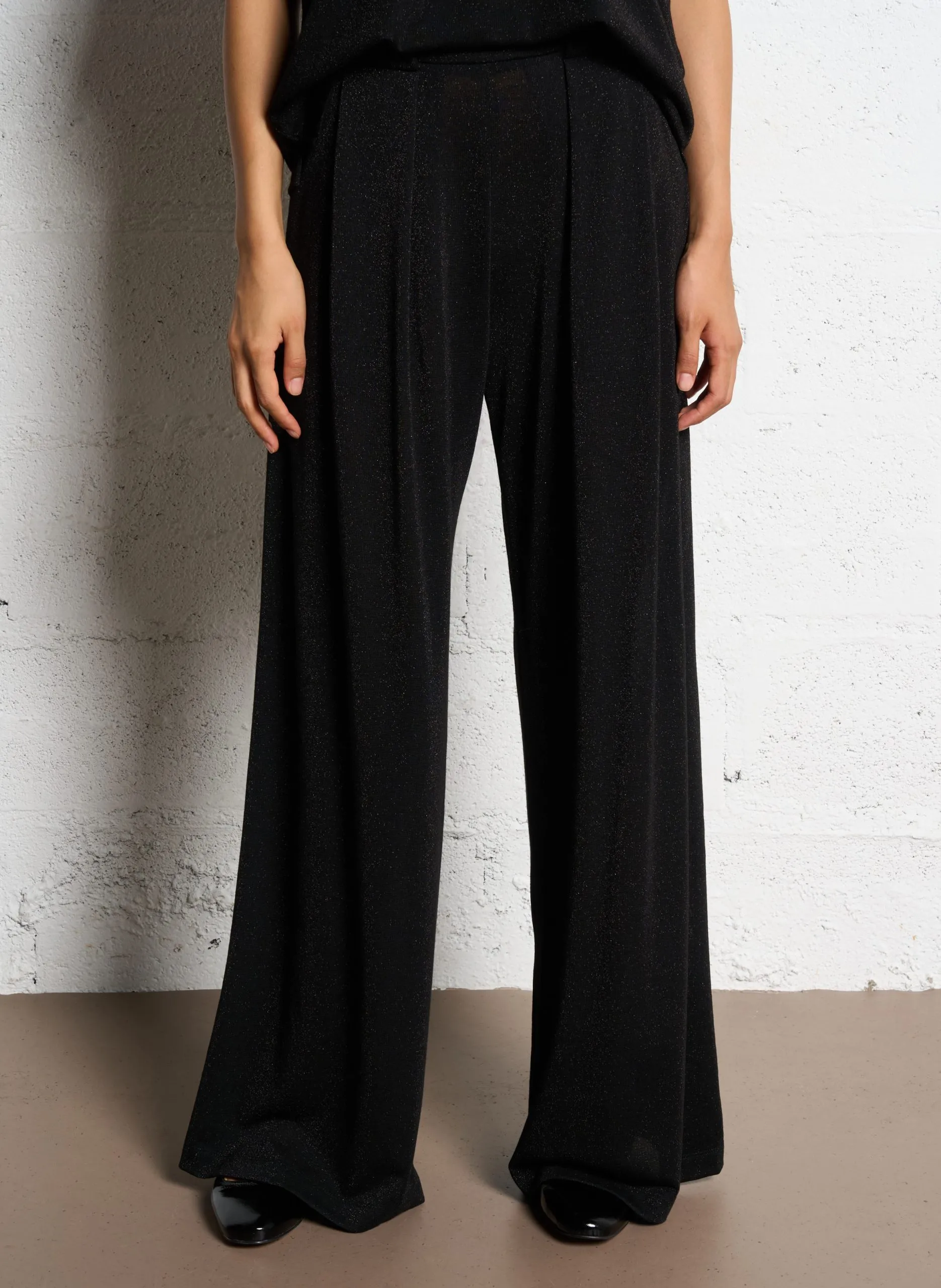 Weite Hose mit Pailletten Schwarz ASPEN