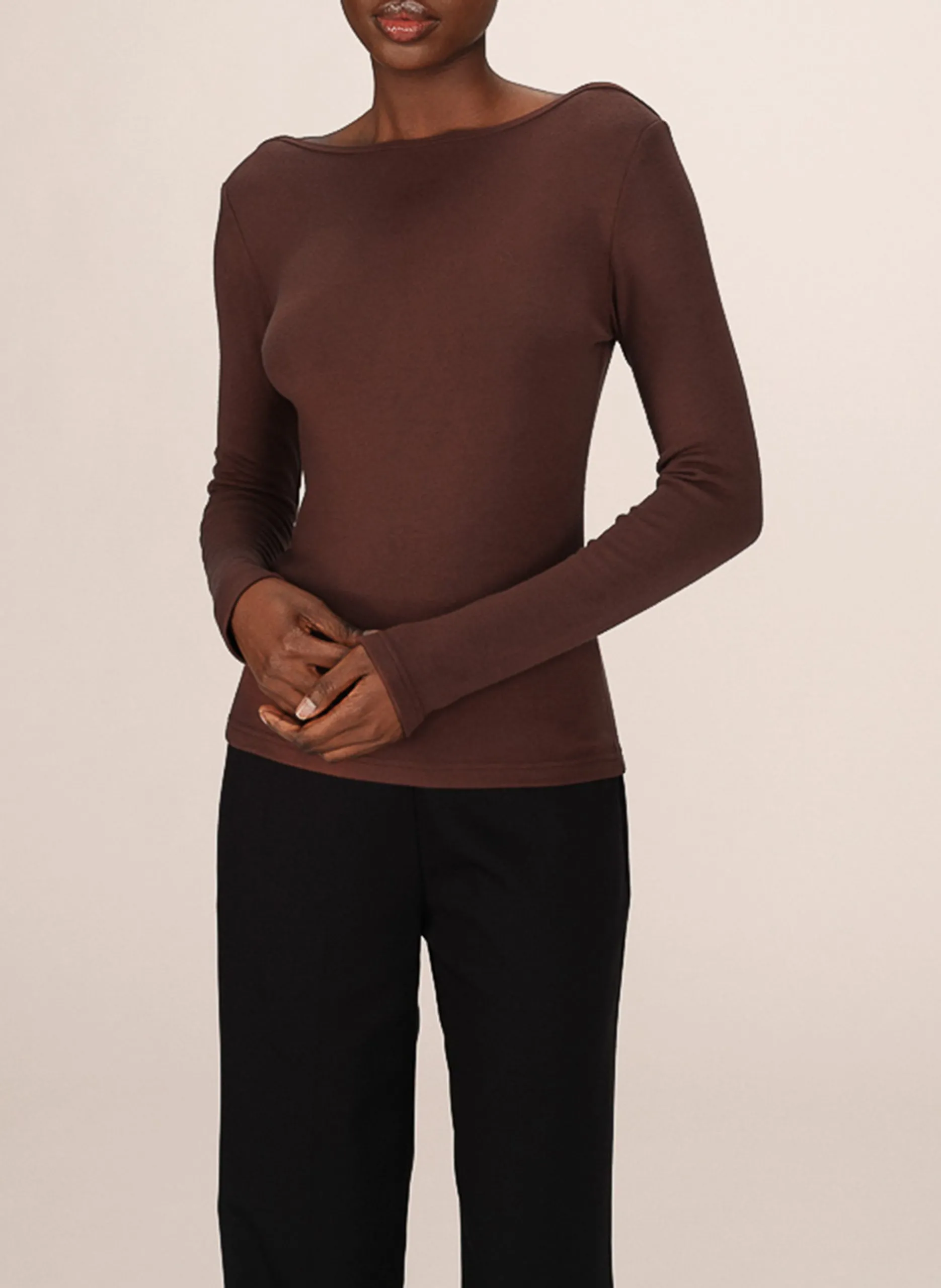 Camiliday - T-Shirt mit U-Boot-Ausschnitt Braun STANLEY