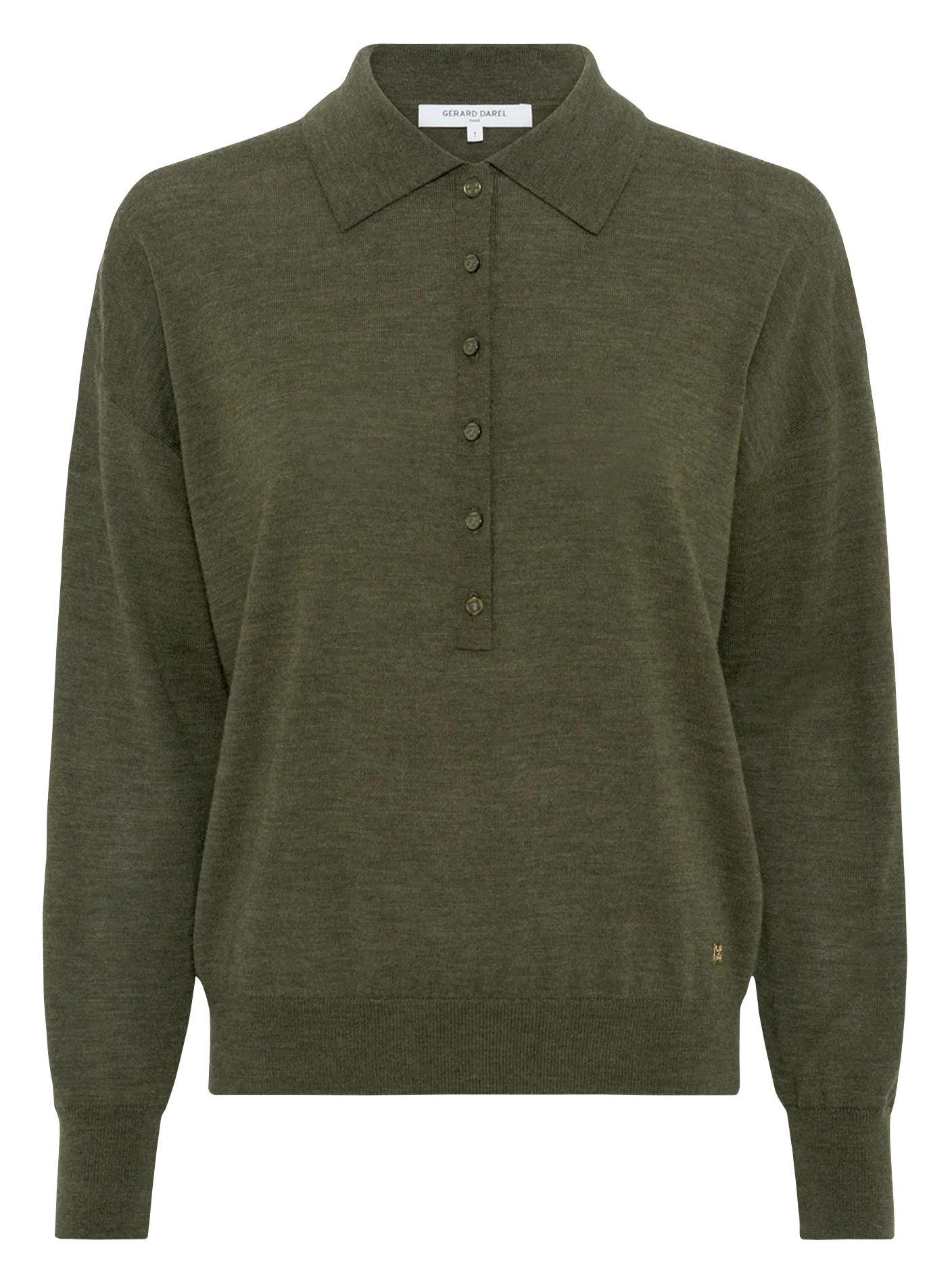 Wollpullover mit Polokragen Khaki EMELINE