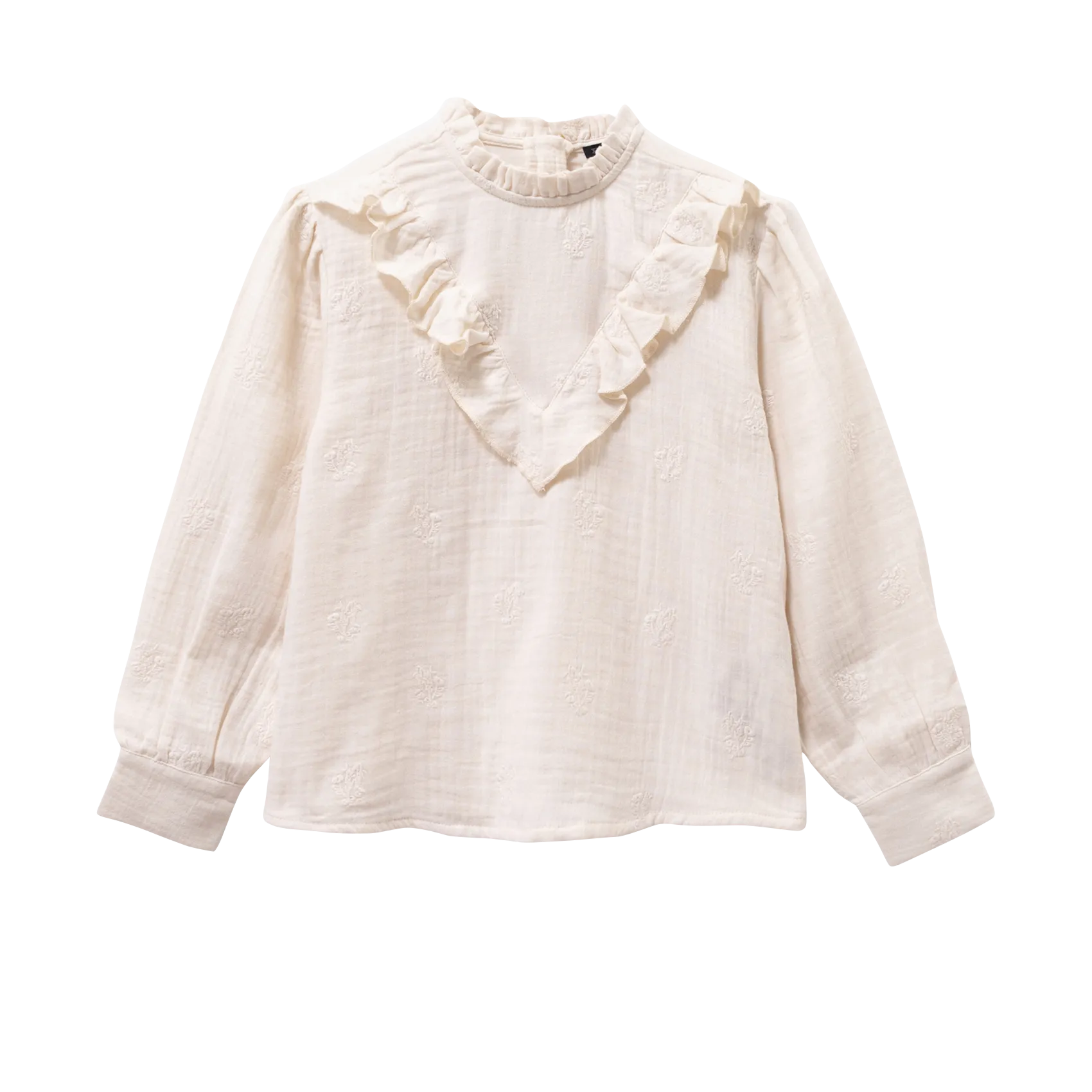 Bluse aus bestickter Baumwollgaze Weiss