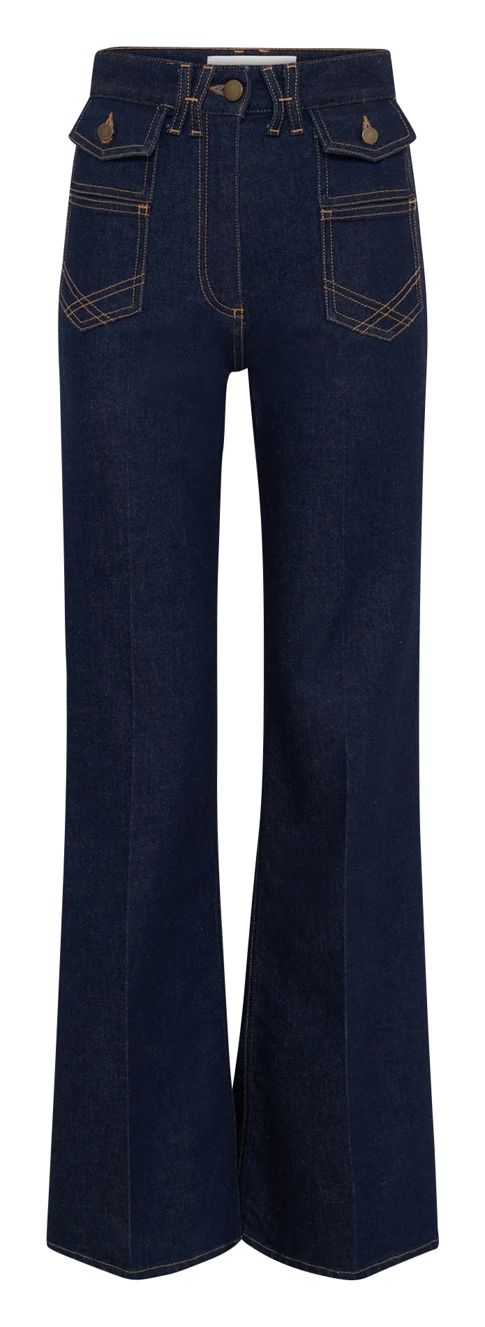 Ausgestellte Jeans mit hohem Bund Blau ANNA