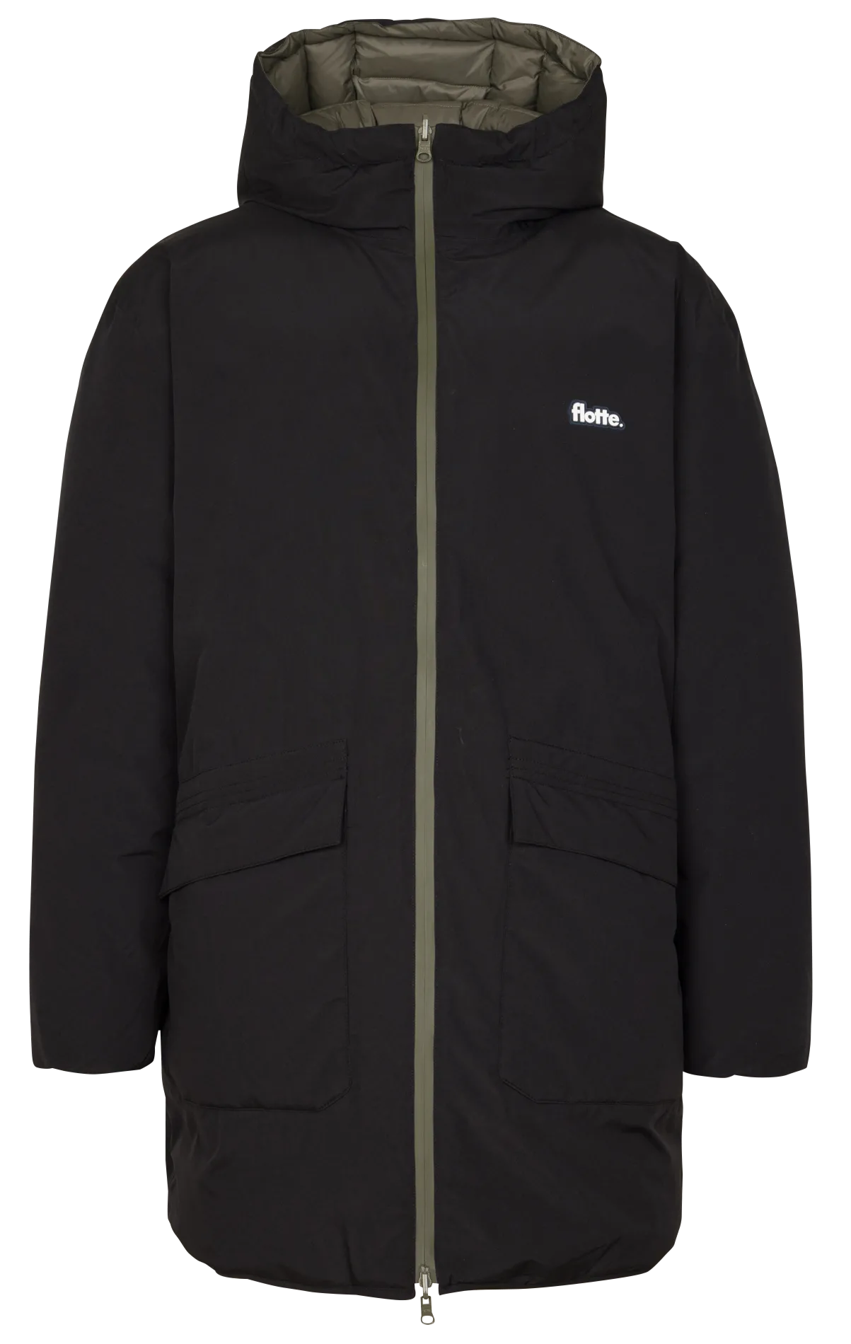 Langer Steppmantel mit Stehkragen, wendbar Schwarz VARENNES