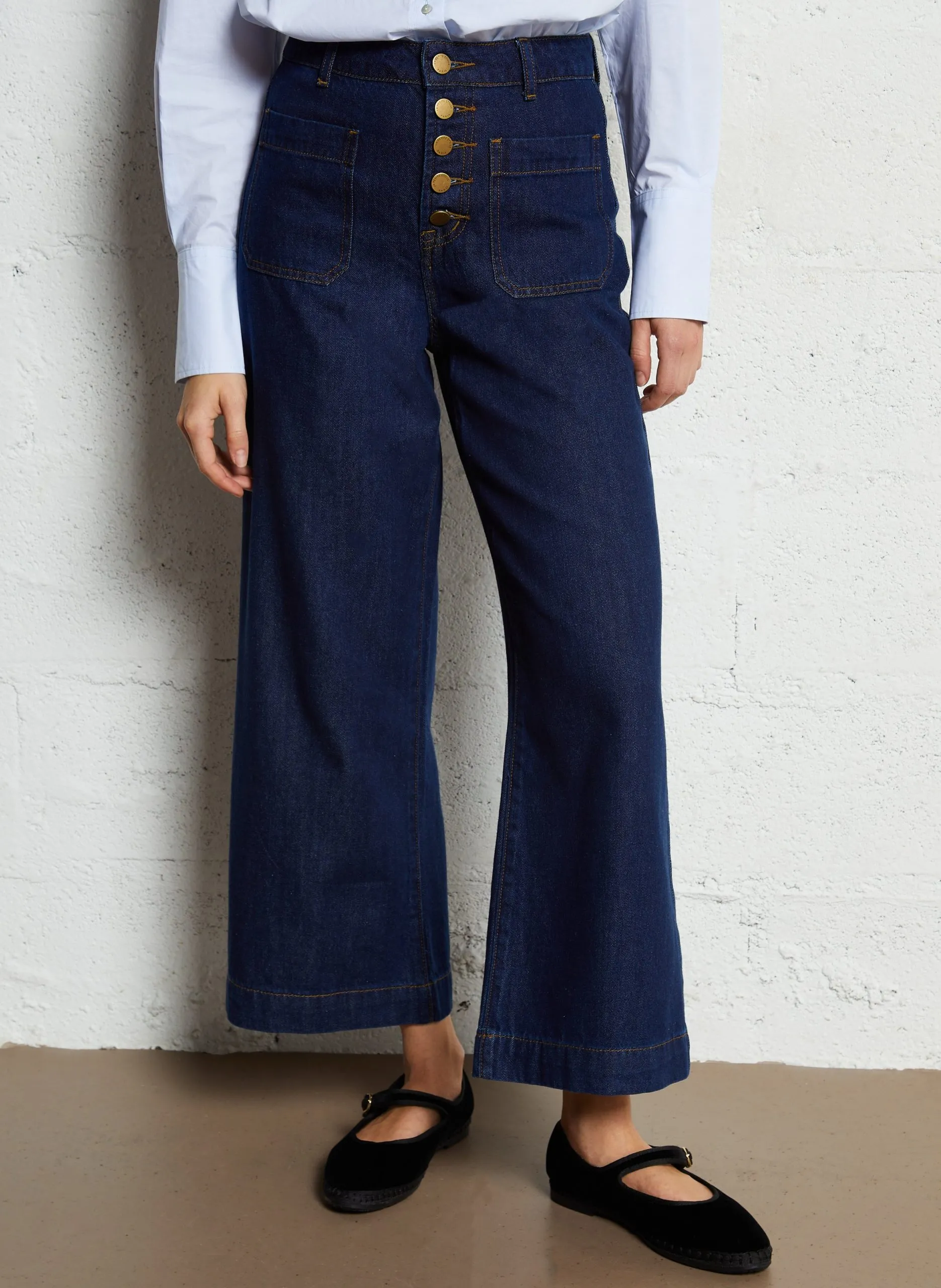 High Waist Flared Jeans Blau ATLANTA
