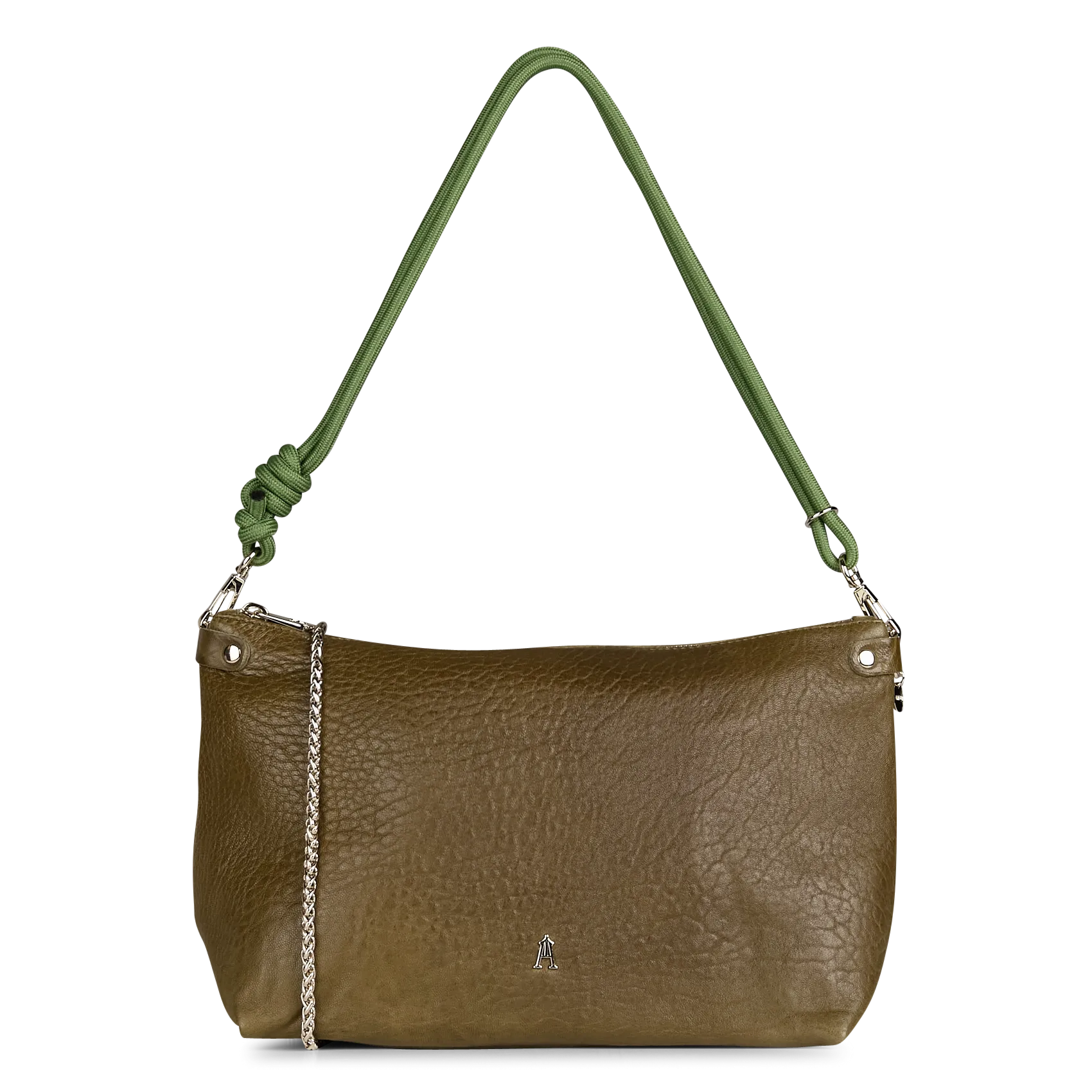 Schultertasche aus Lammleder Khaki Mallow