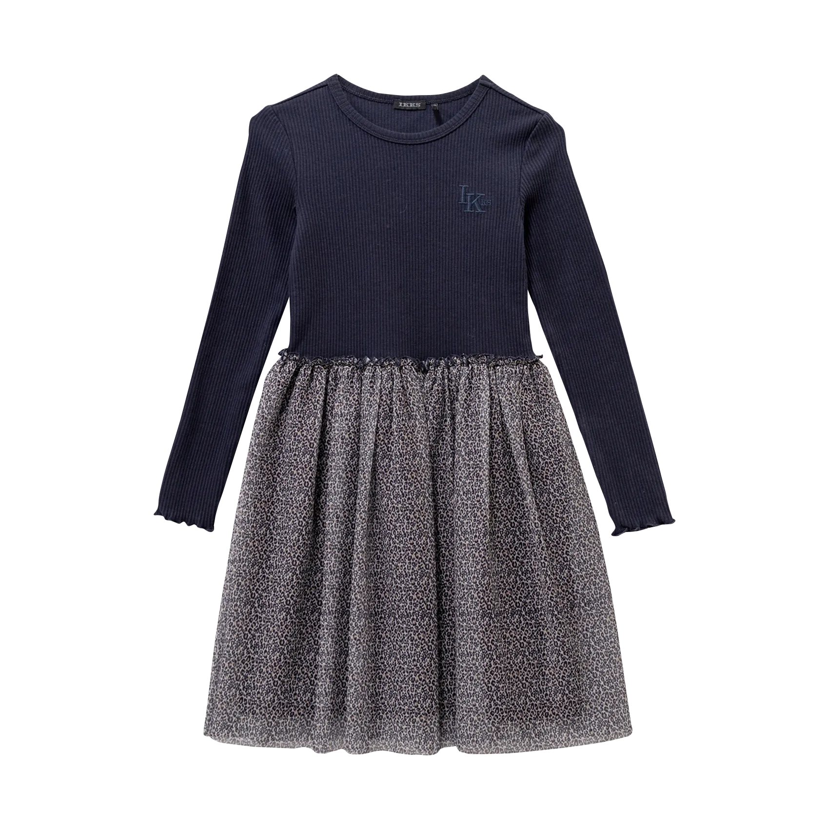 Kurzkleid aus Baumwoll-Mix mit Rundhalsausschnitt Blau