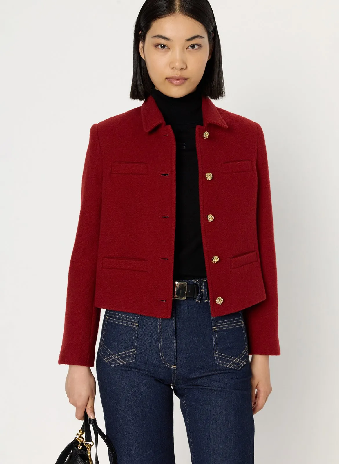 Wolljacke mit klassischem Kragen Rot NOVA