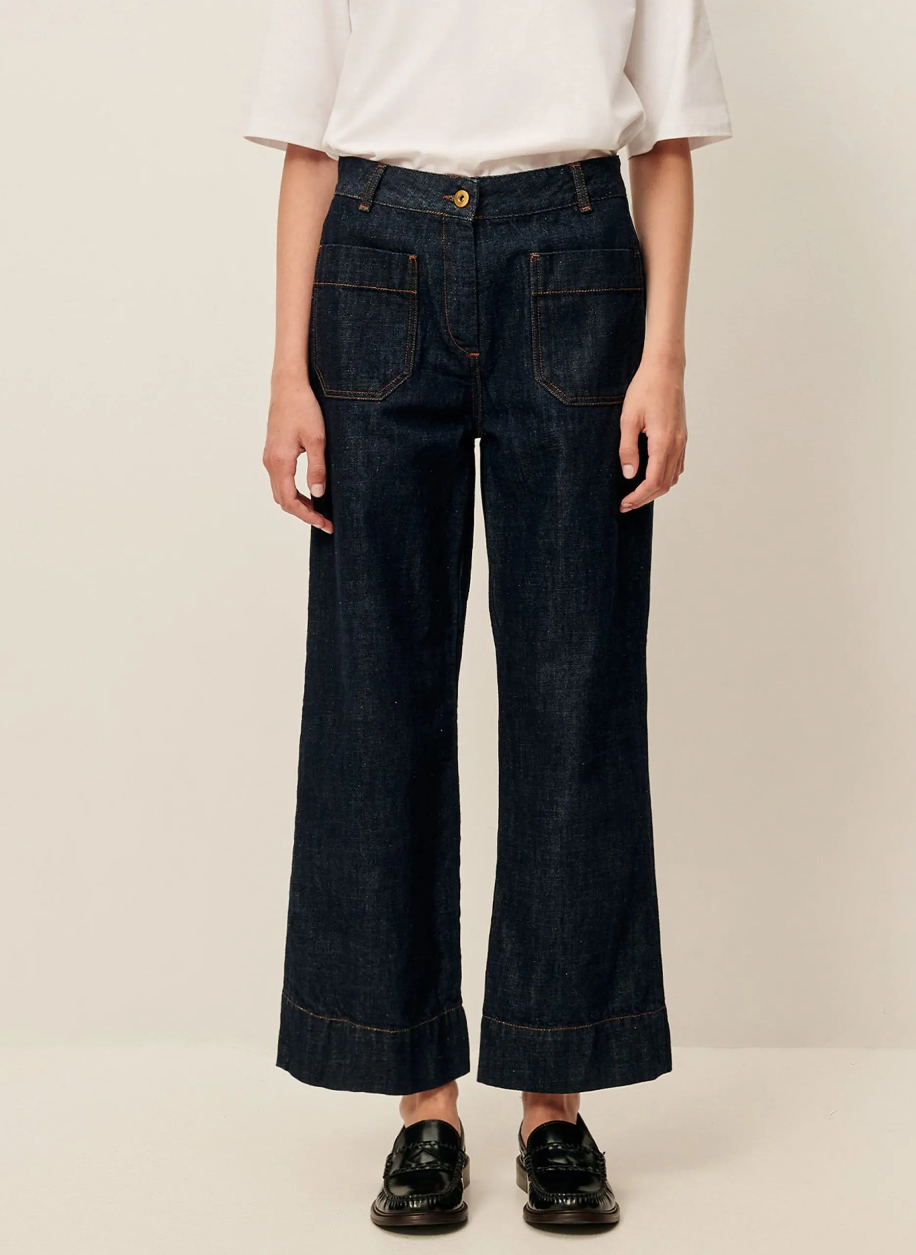 Kurze, ausgestellte Baumwoll-Jeans Blau SEAKEY O