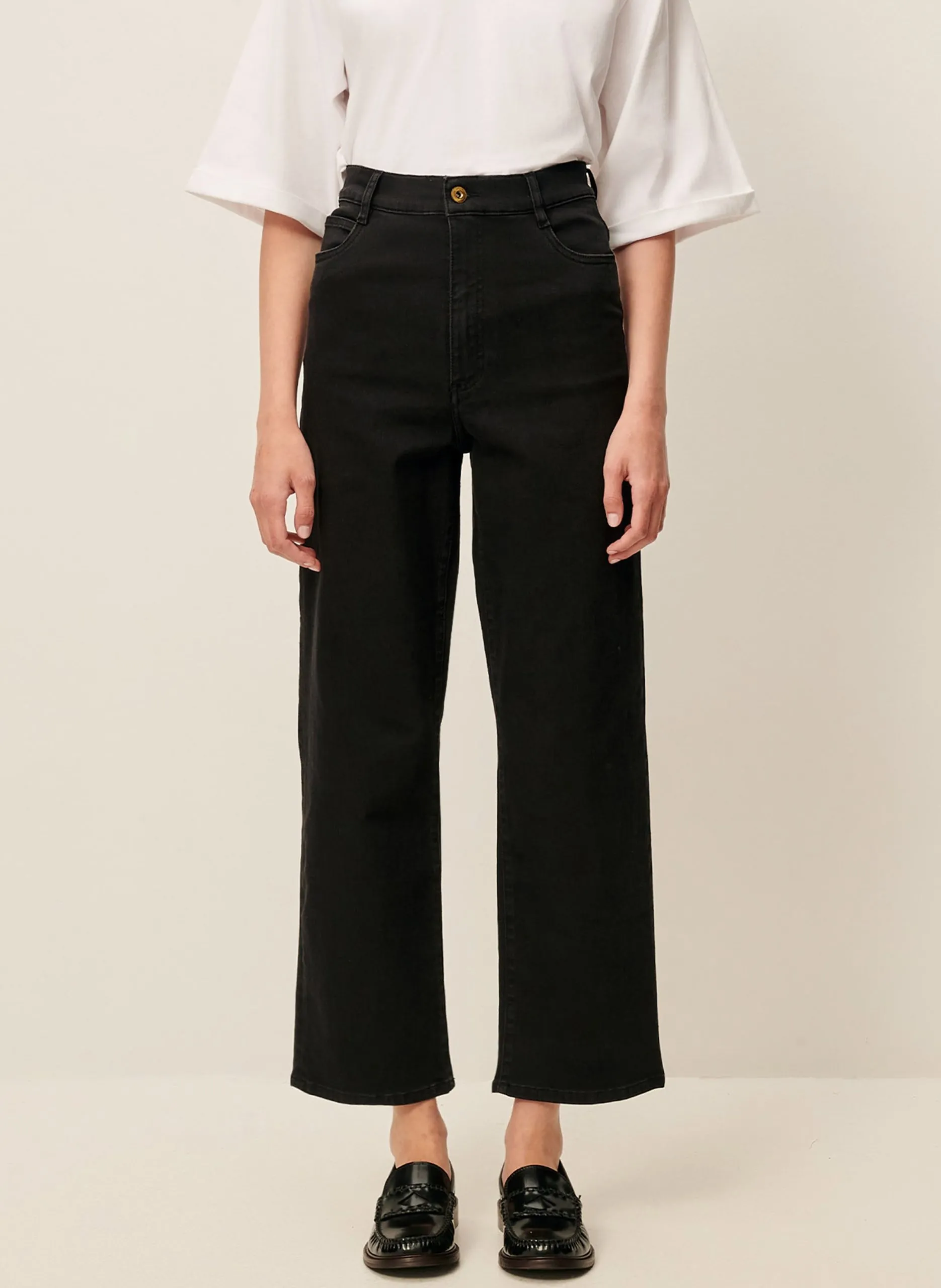 High Waist Straight Cut Jeans Schwarz BAY CRUISE