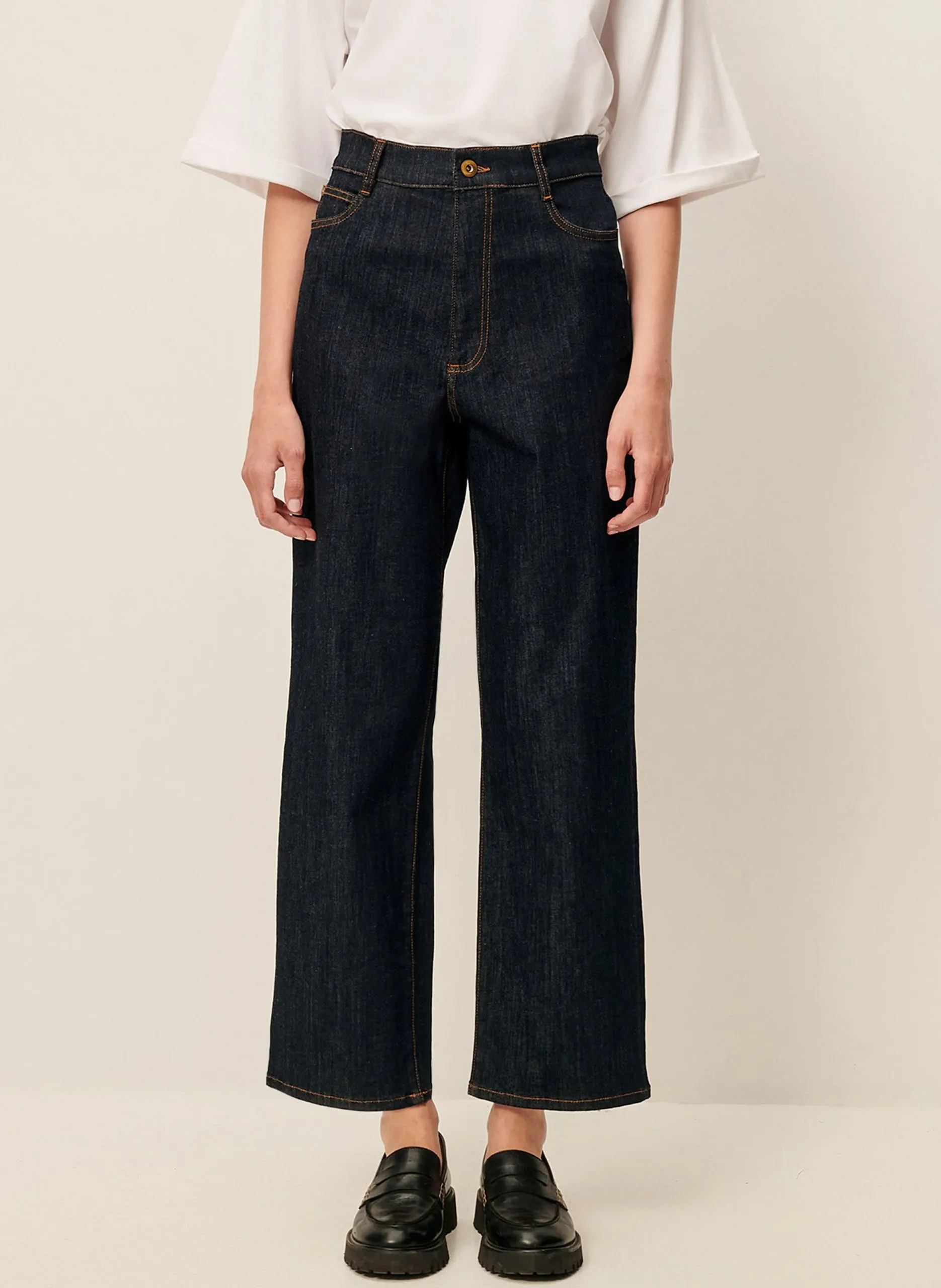 Cropped-Slimfit-Jeans mit Nieten Blau BAY CRUISE