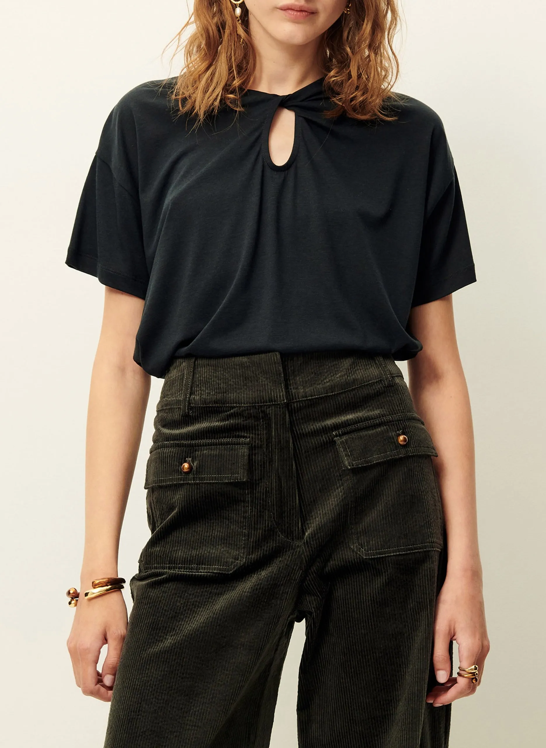 Kurzarm-T-Shirt mit Twist Schwarz TOOTWIST