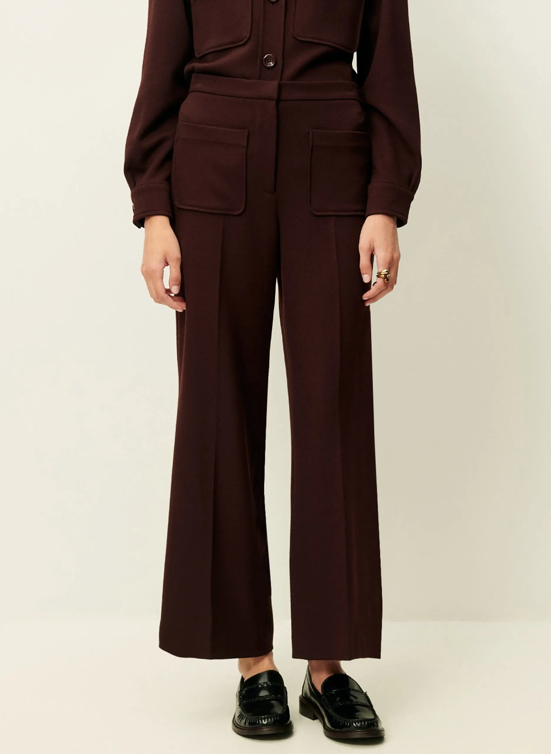 Gerade Hose mit Falten Braun ALBERWOOL