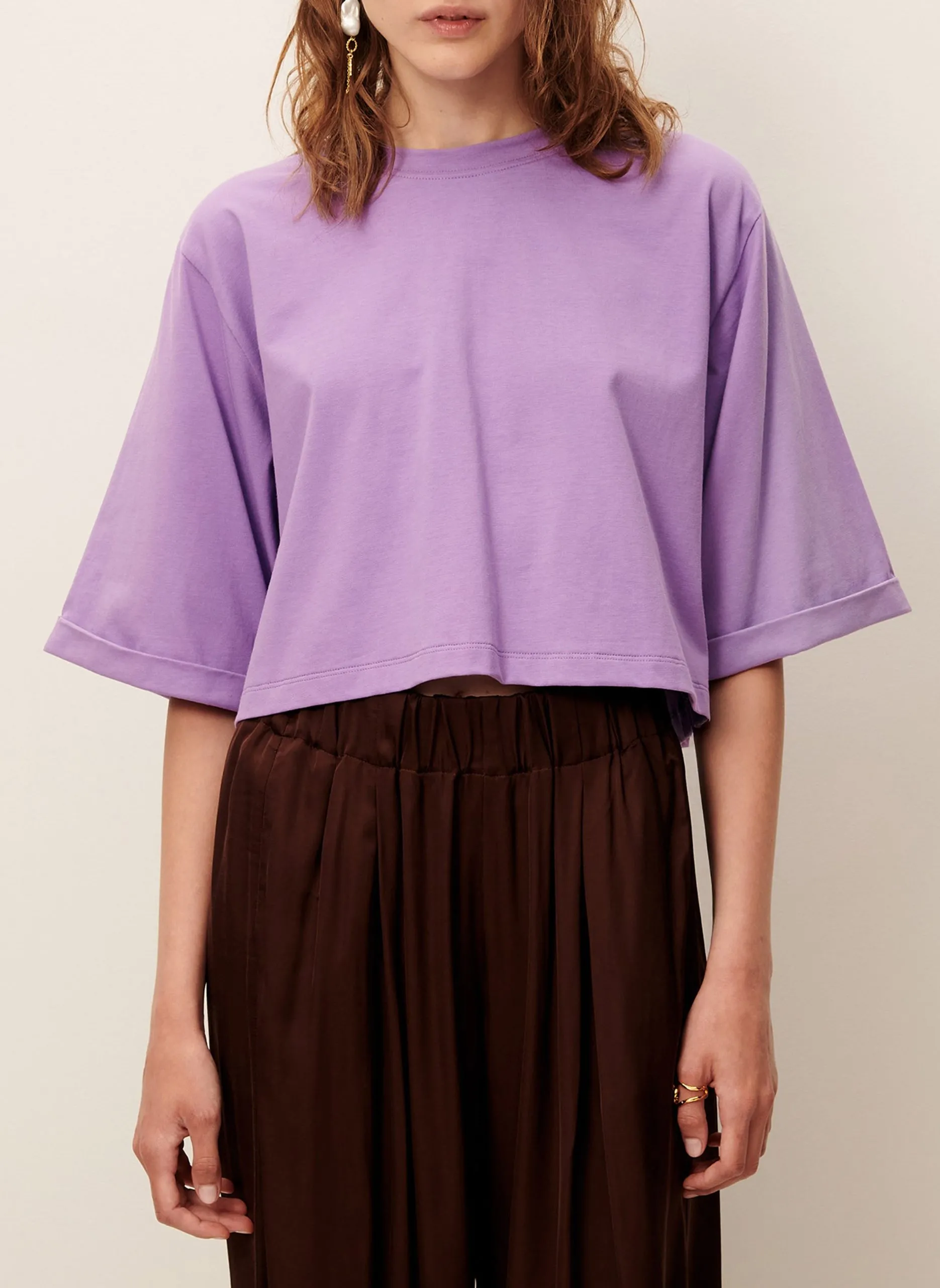 Baumwoll-Pullover mit Rundhalsausschnitt Violett BABE