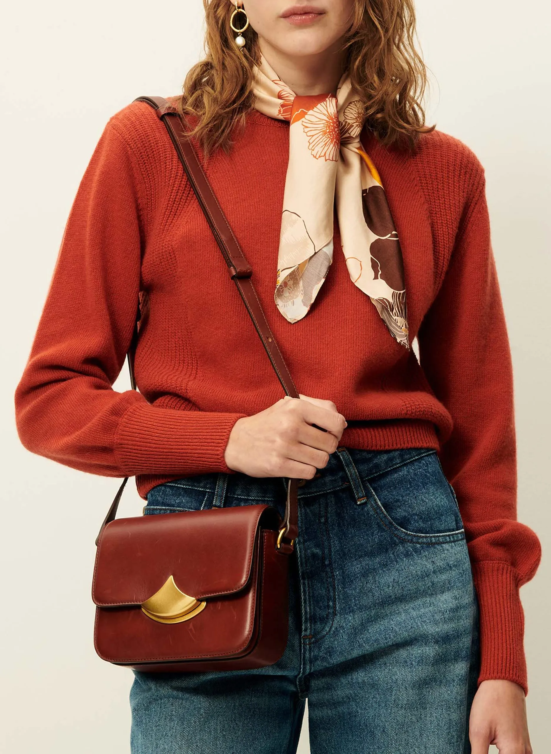 Gerade geschnittener Wollpullover mit Rundhalsausschnitt Rot BAYSILTE