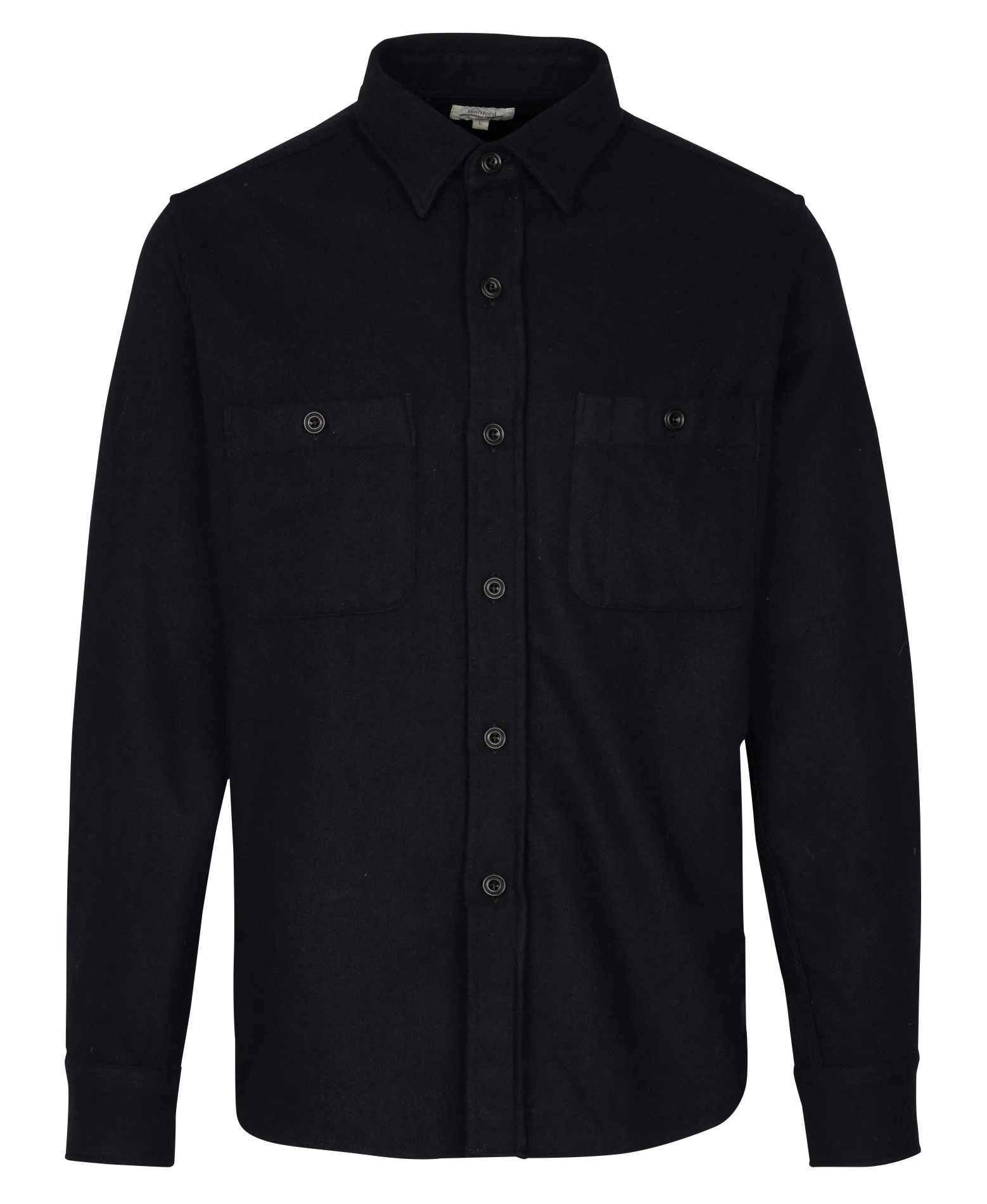 Einfarbiges gerade geschnittenes Hemd aus Wollmischung Blau PERCEY