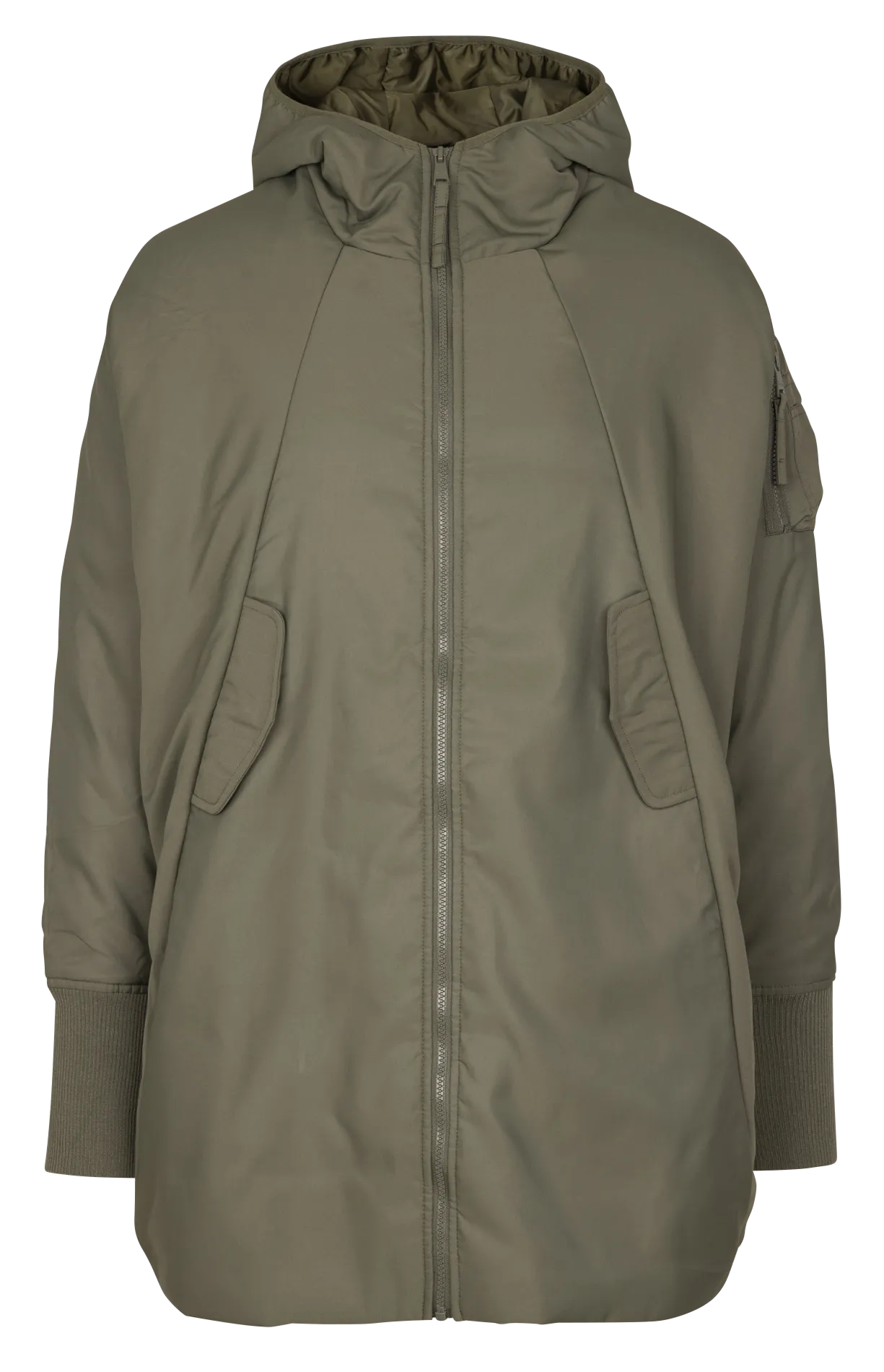 Einfarbige Fledermaus-Zipperjacke Khaki NIKKO