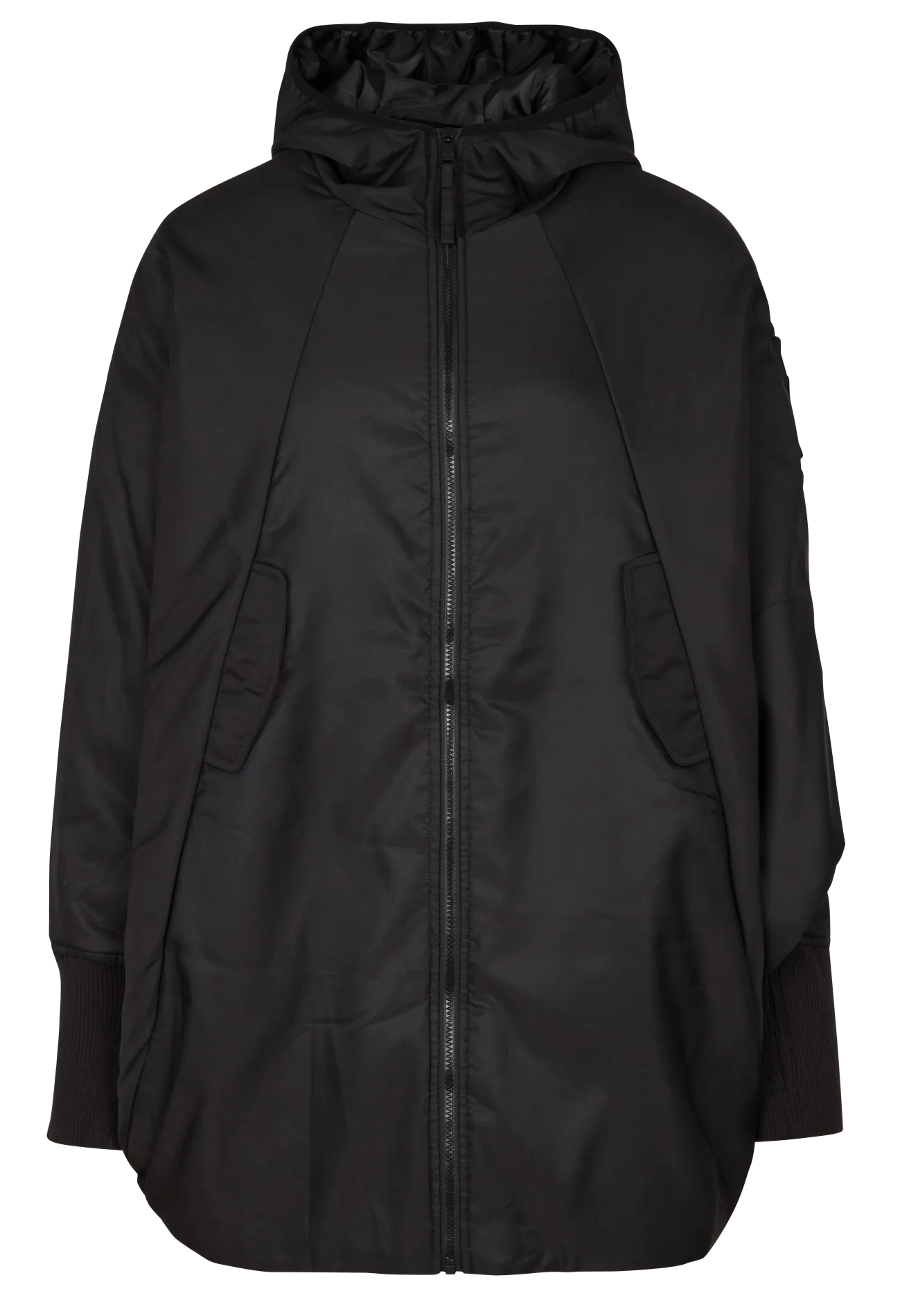 Einfarbige Fledermaus-Zipperjacke Schwarz NIKKO