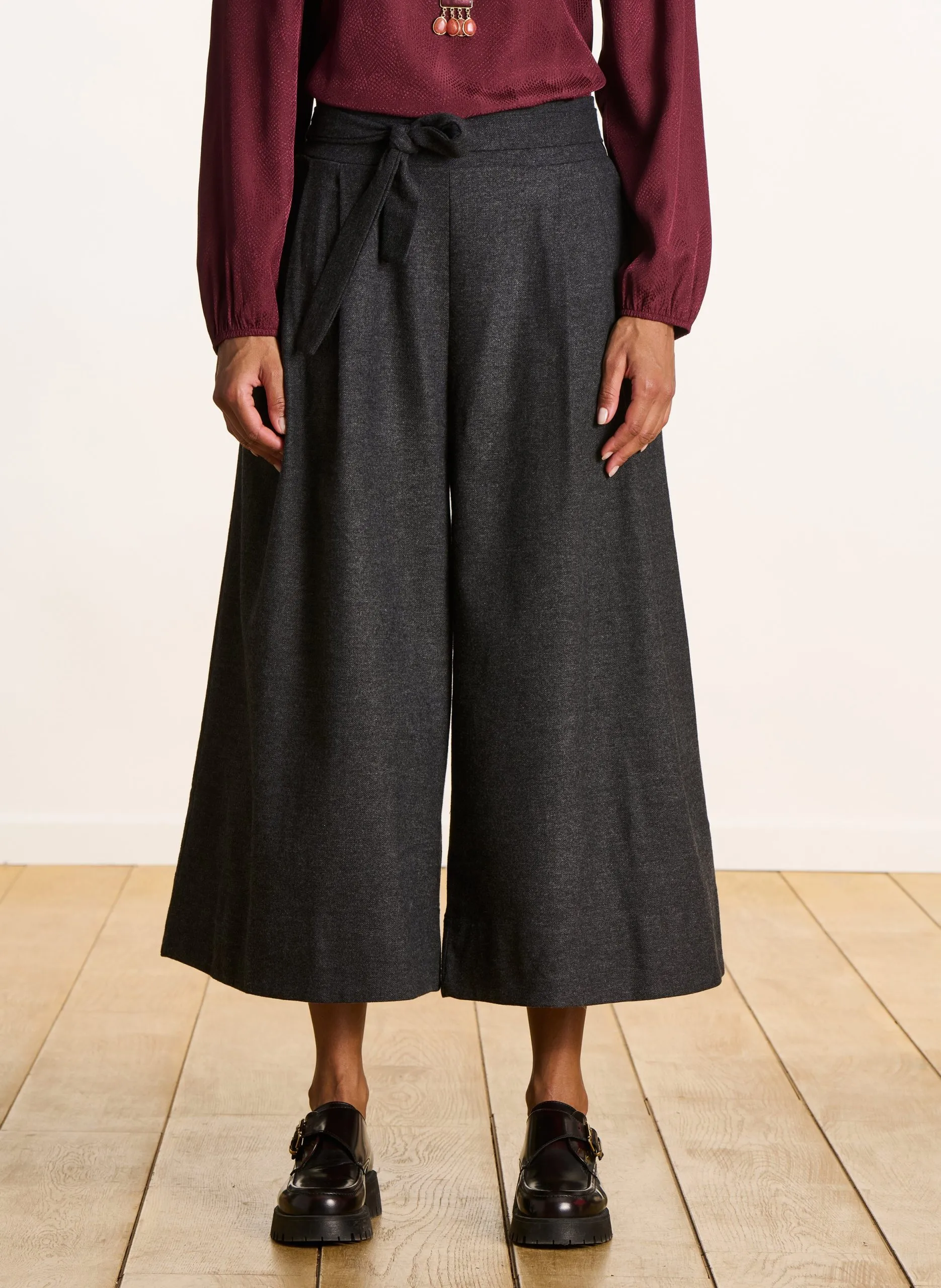 7/8-Hose aus Baumwollmischung Grau