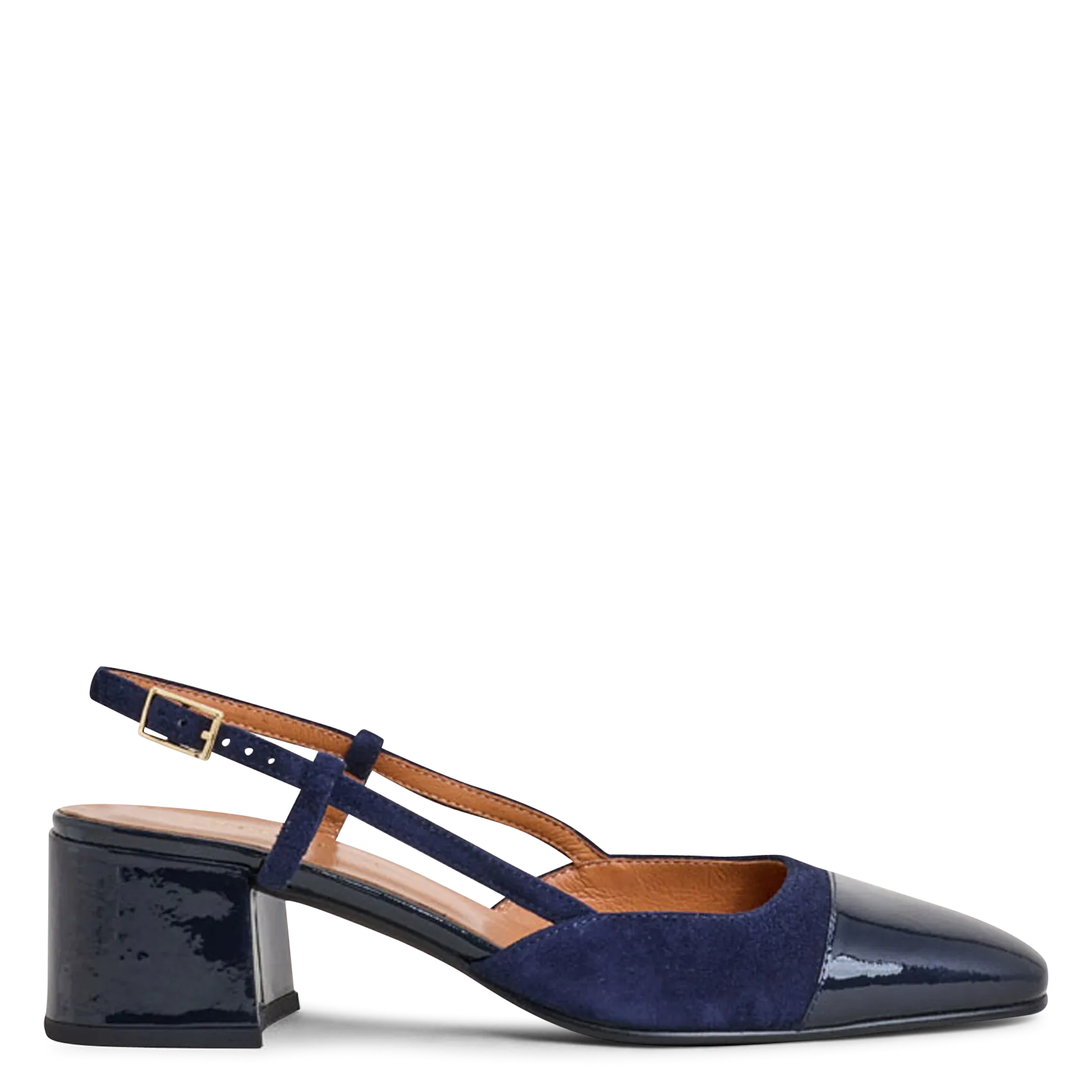 Slingbacks aus zweifarbigem Leder Blau DHAPOPY