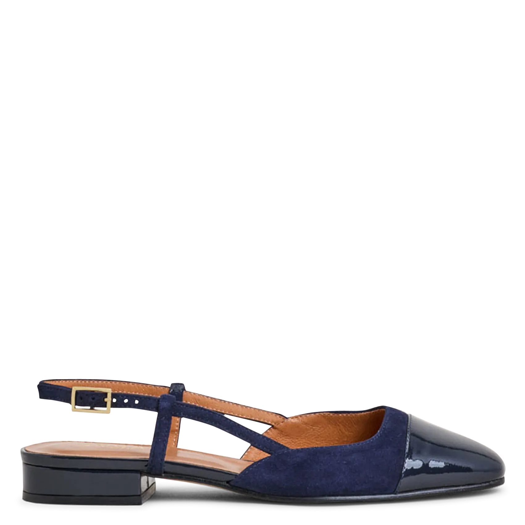 Ballerinas aus zweifarbigem Leder Blau DHAPOU