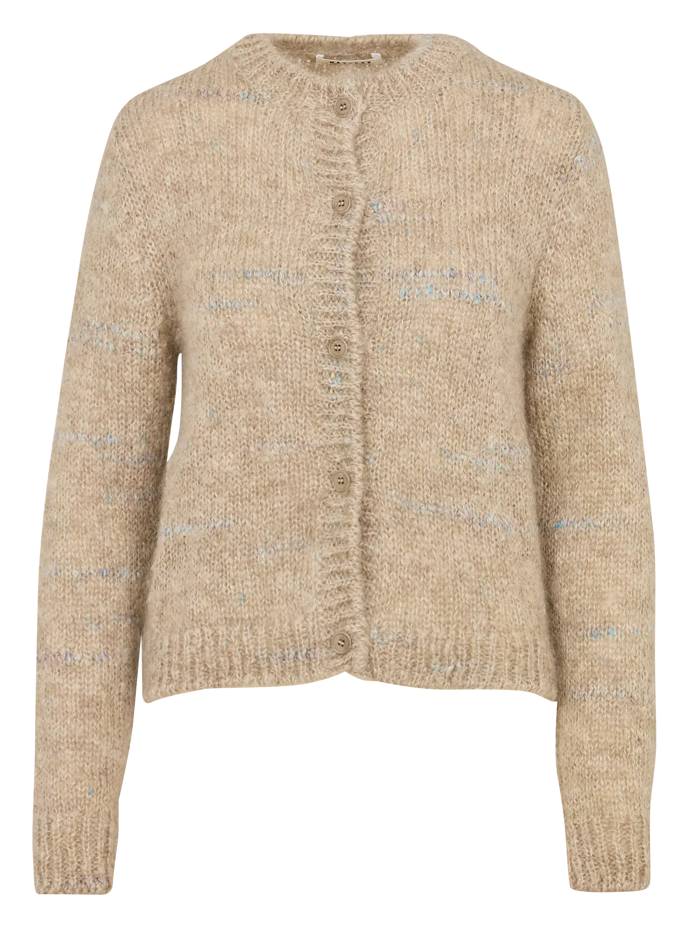 Gerade geschnittene Weste mit Rundhalsausschnitt aus gemischtem Kid Mohair Beige FRACCI