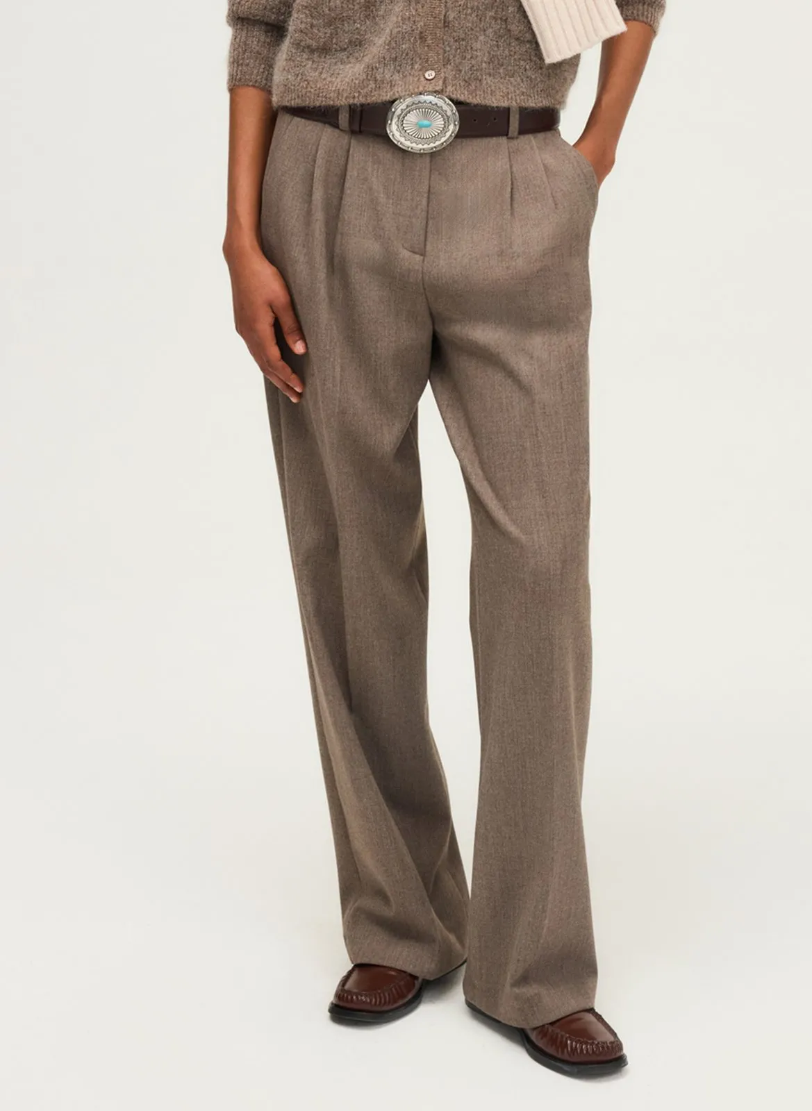 Weit geschnittene Hose Beige CLAIRE